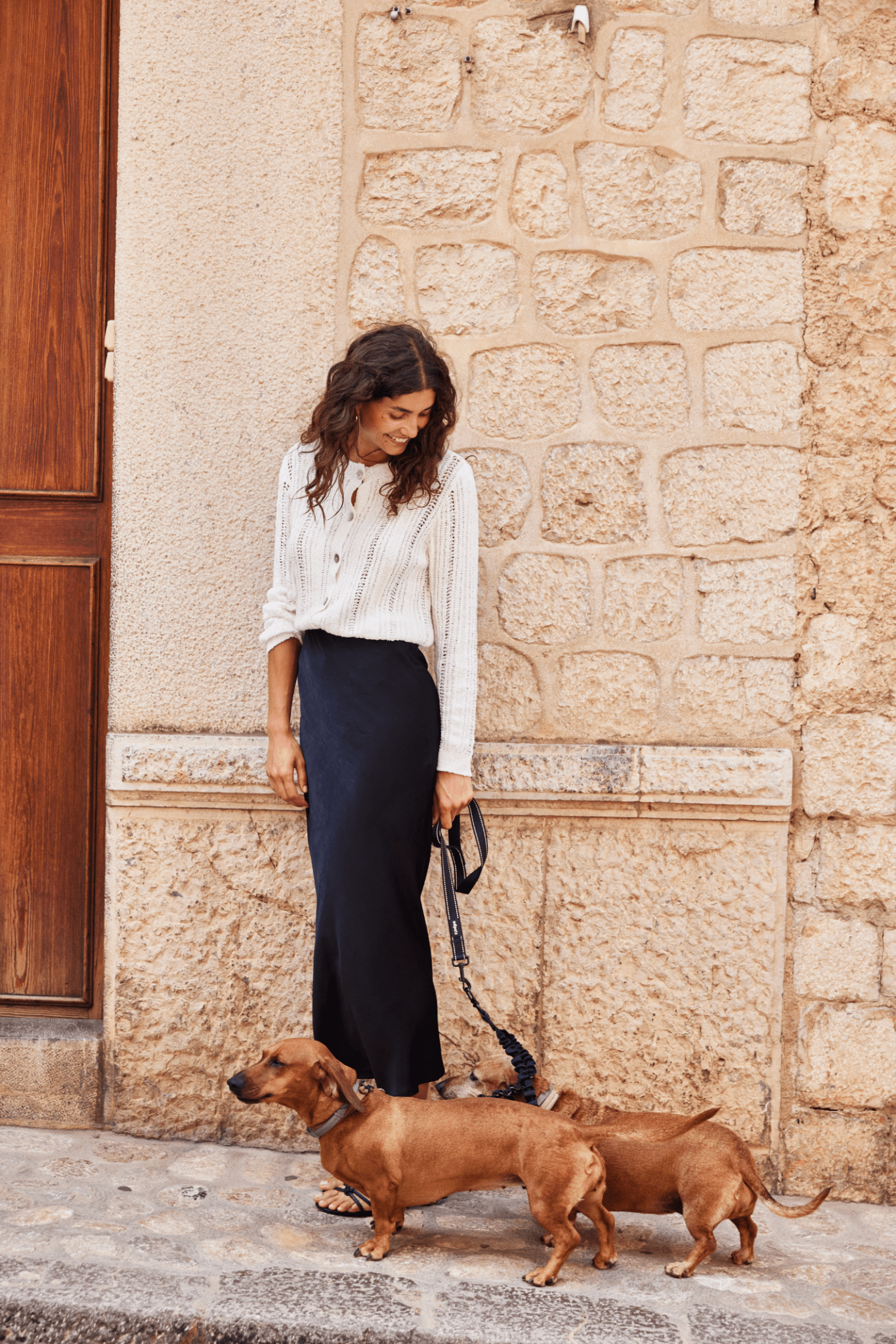Fransa Floren black skirt in long satin finish with a simple elegant cut at Dotique