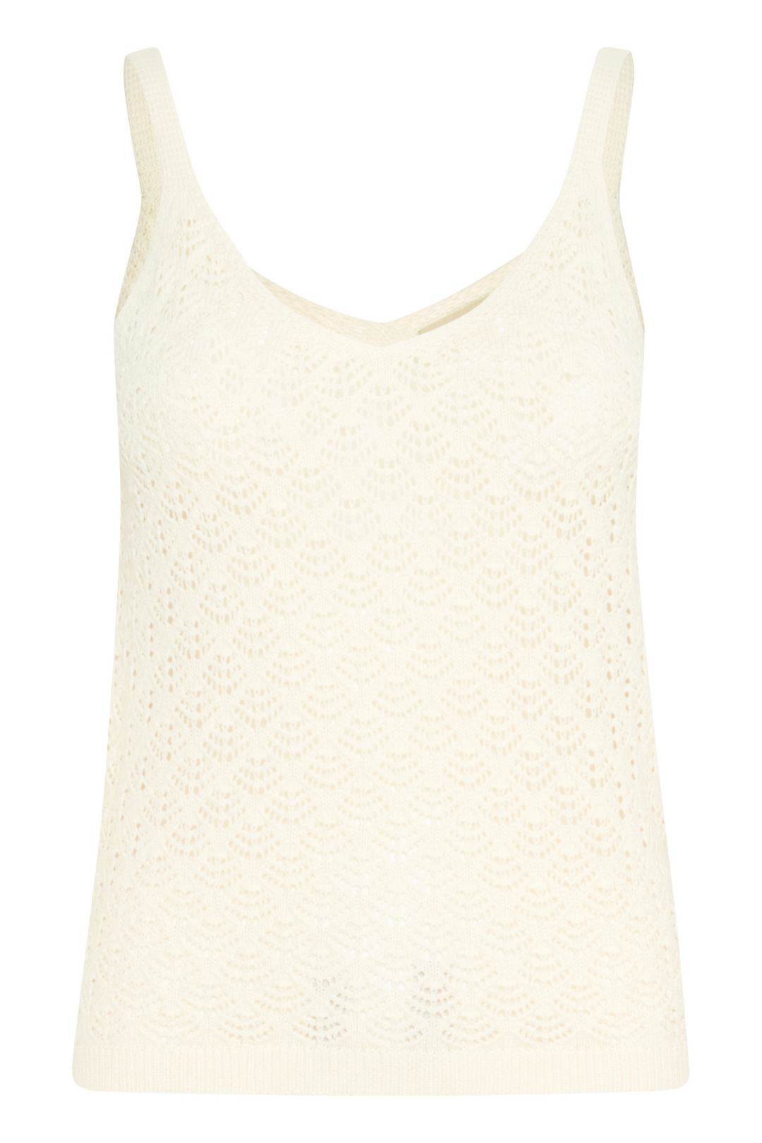 Fransa 20615696 FRODA Top 1 Crochet Strap Top Whisper White