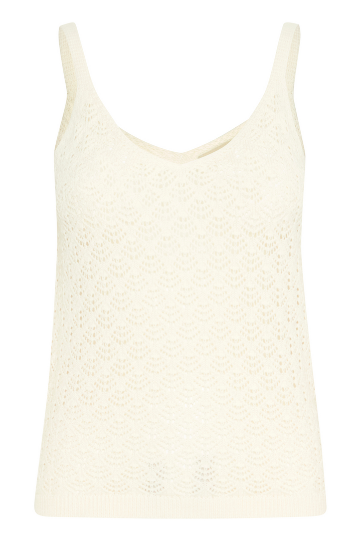 Fransa 20615696 FRODA Top 1 Crochet Strap Top Whisper White