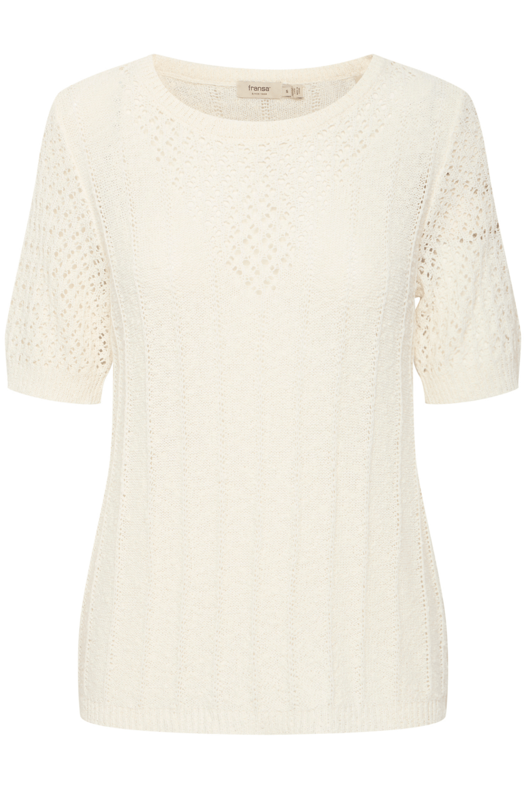 Fransa 20615699 FRDETTA PU 1 T-Shirt Jumper Whisper White Round Neck - Dotique