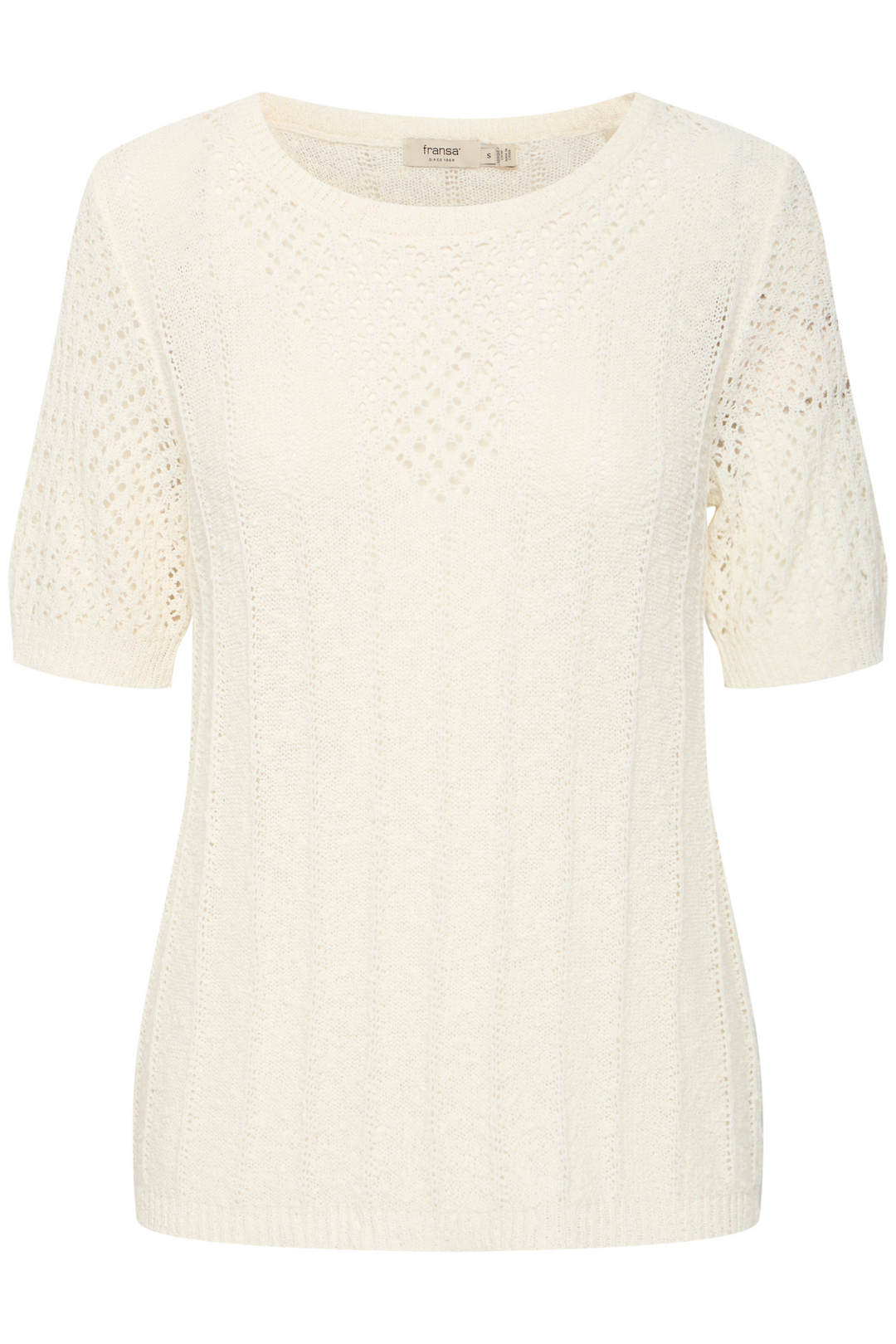 Fransa 20615699 FRDETTA PU 1 T-Shirt Jumper Whisper White Round Neck