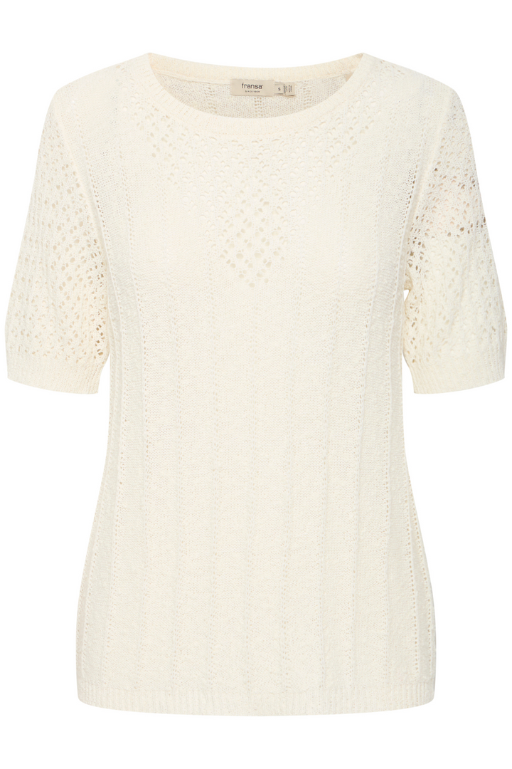 Fransa 20615699 FRDETTA PU 1 T-Shirt Jumper Whisper White Round Neck