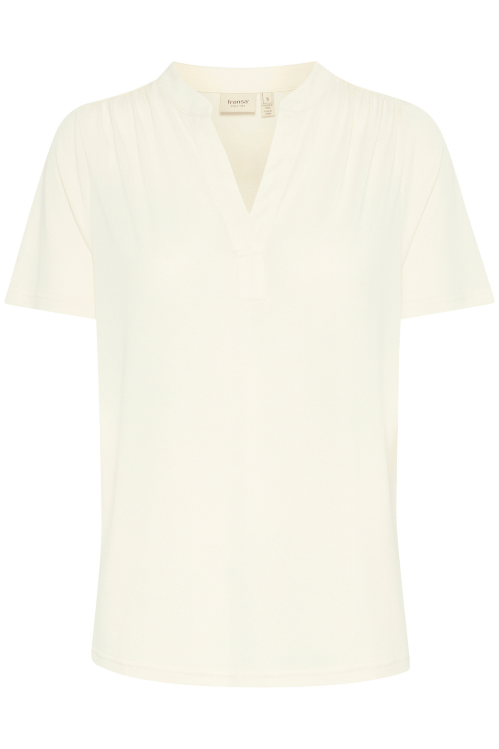 Fransa 20615821 FRJOSELYN TEE 4 T-Shirt Whisper White V - Neck Soft Touch - Dotique