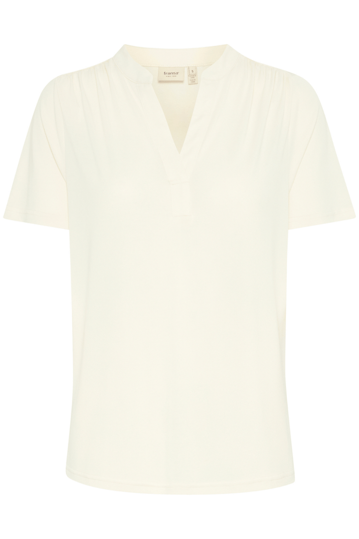 Fransa 20615821 FRJOSELYN TEE 4 T-Shirt Whisper White V - Neck Soft Touch - Dotique