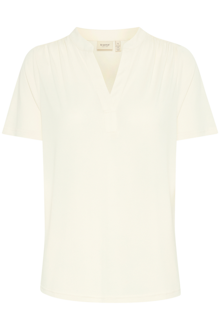 Fransa 20615821 FRJOSELYN TEE 4 T-Shirt Whisper White V-Neck Soft Touch