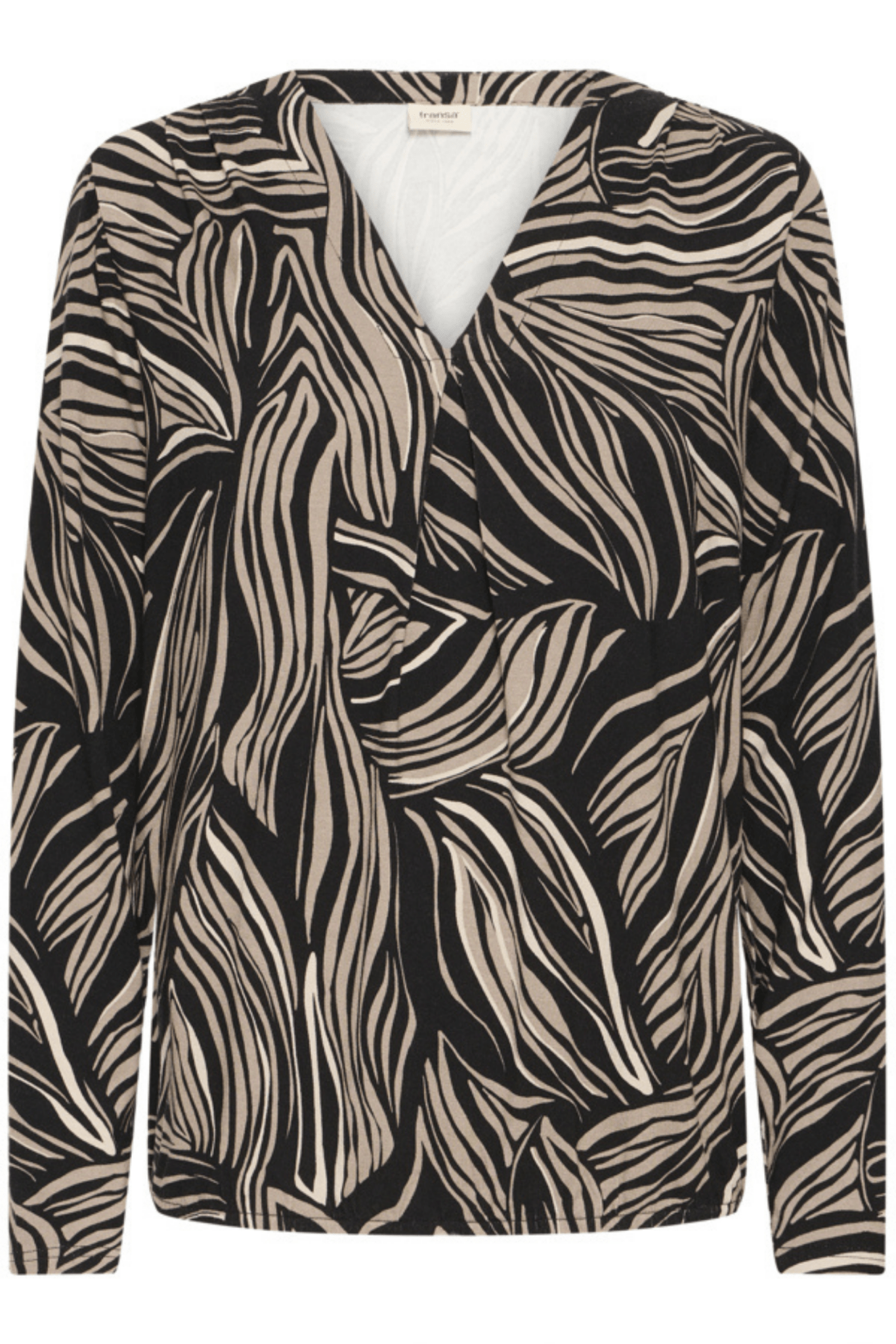 Fransa Frflora black art print v-neck long-sleeved top, from Dotique

