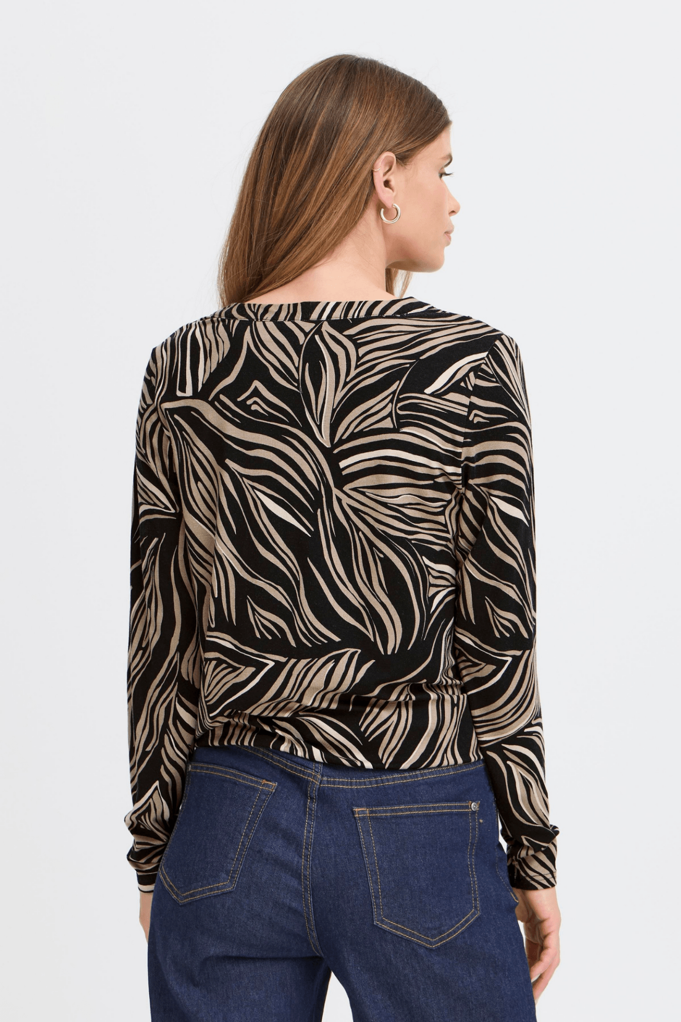 Fransa Frflora black art print v-neck long-sleeved top, from Dotique

