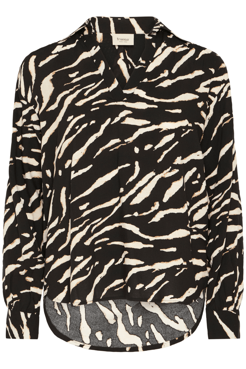 Fransa Frflowy black art print blouse with long sleeves, Dotique collection

