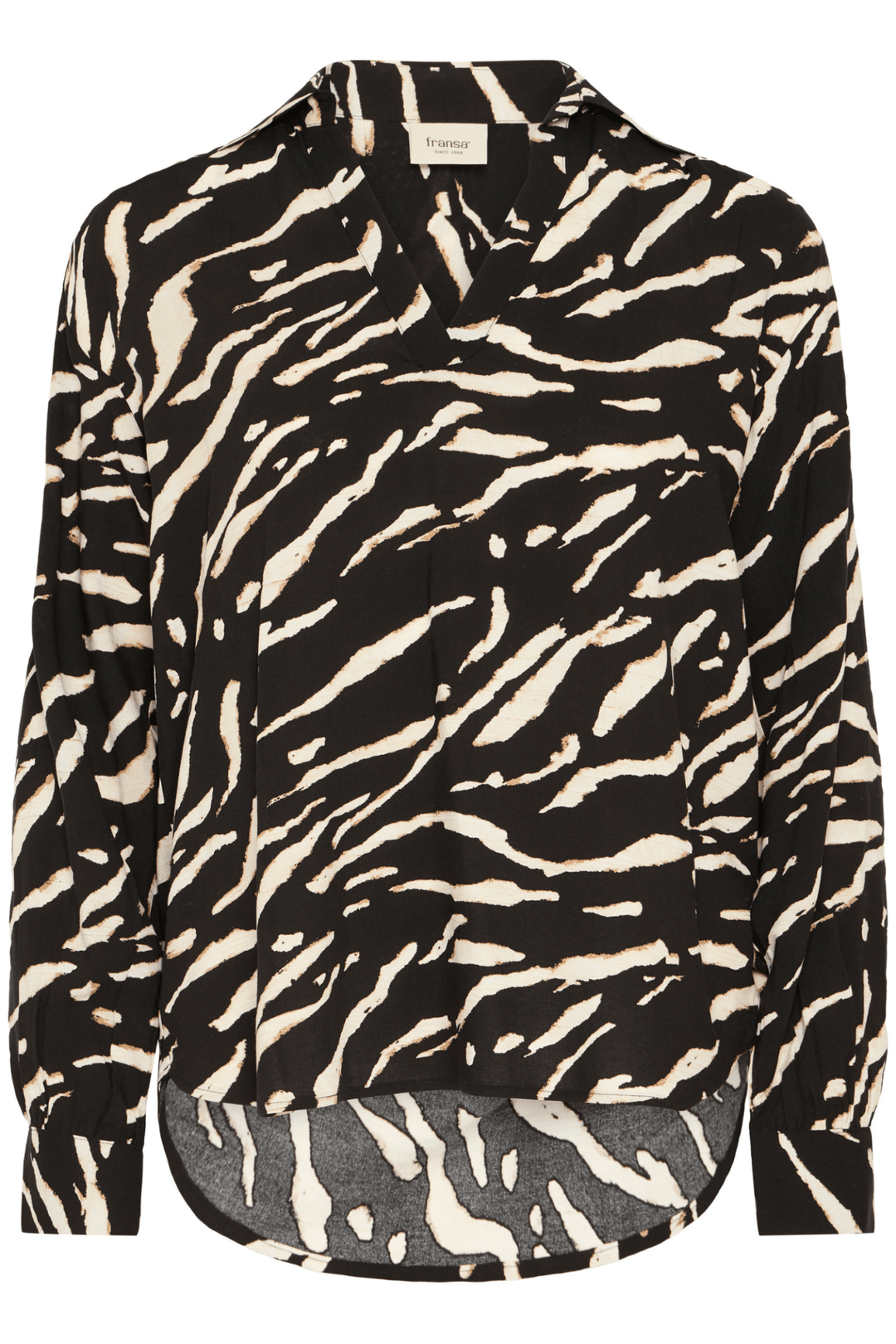 Fransa Frflowy black art print blouse with long sleeves, Dotique collection

