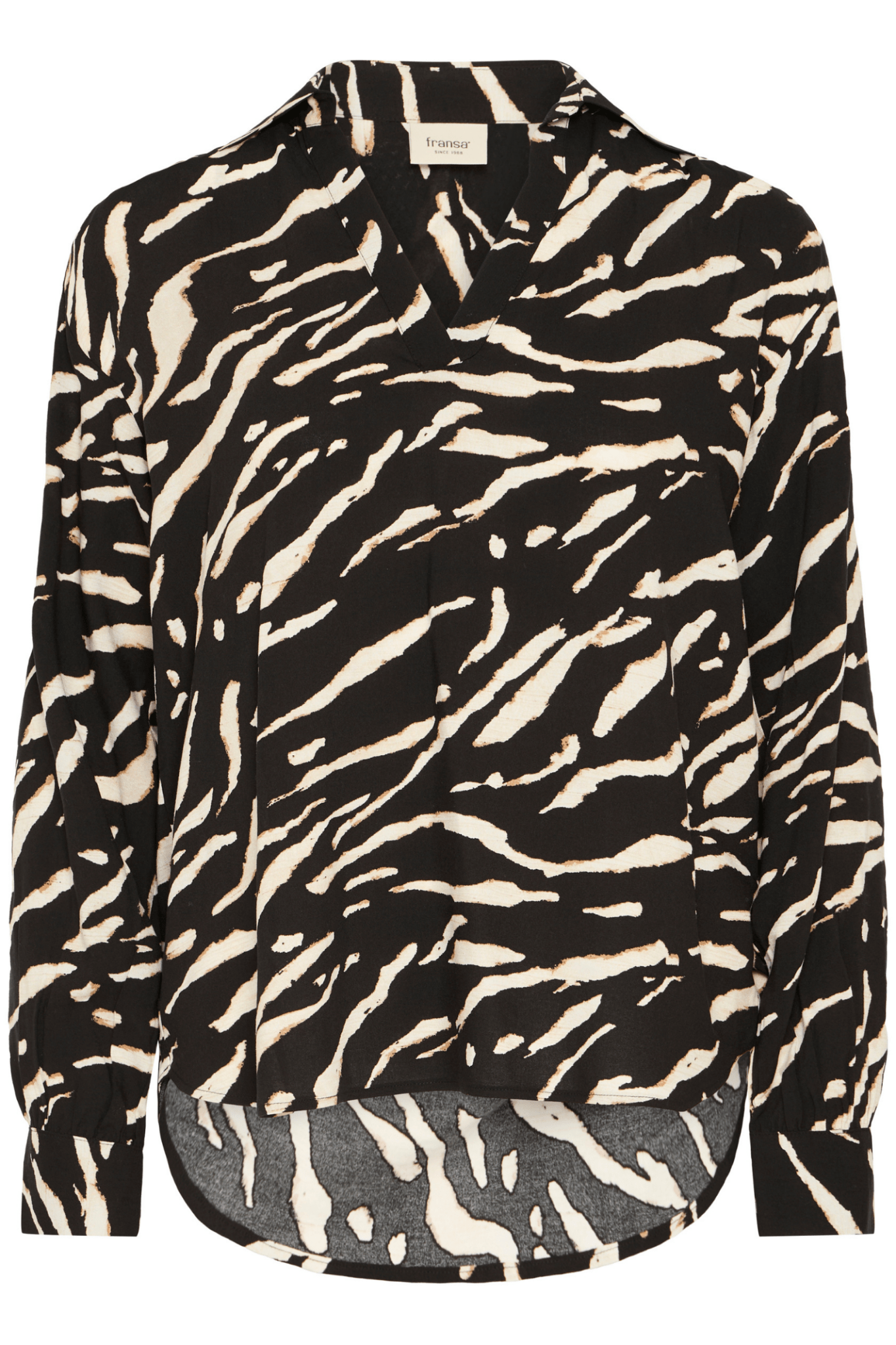Fransa Frflowy black art print blouse with long sleeves, Dotique collection

