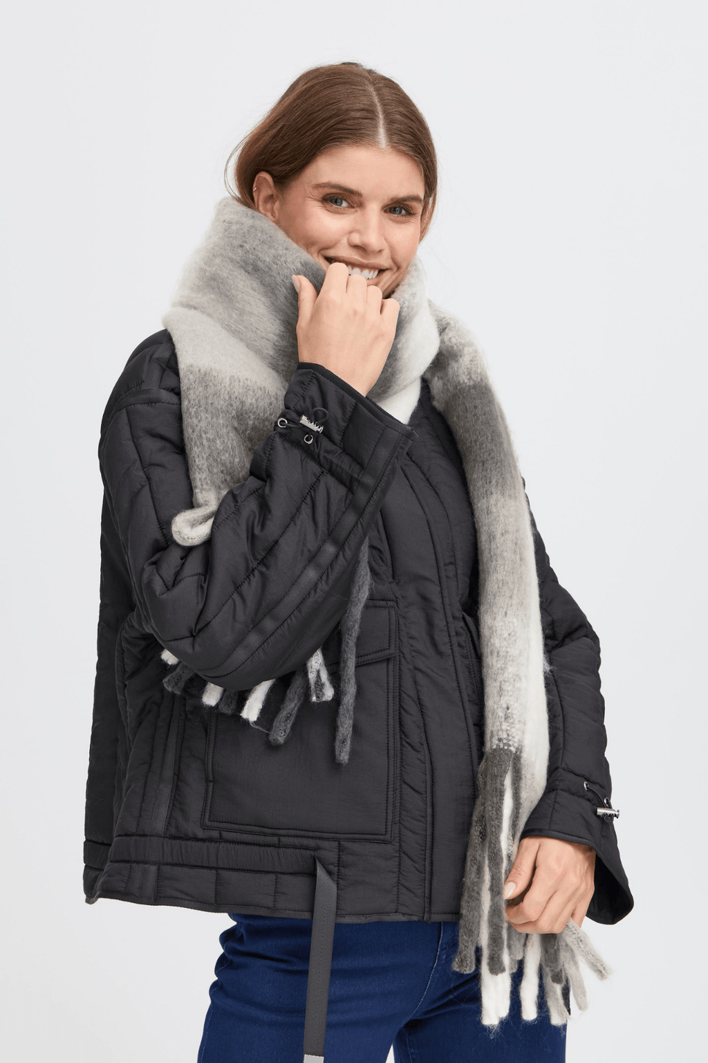 Fransa 20616132 FRSCEVA Charcoal Scarf - Dotique - Fransa