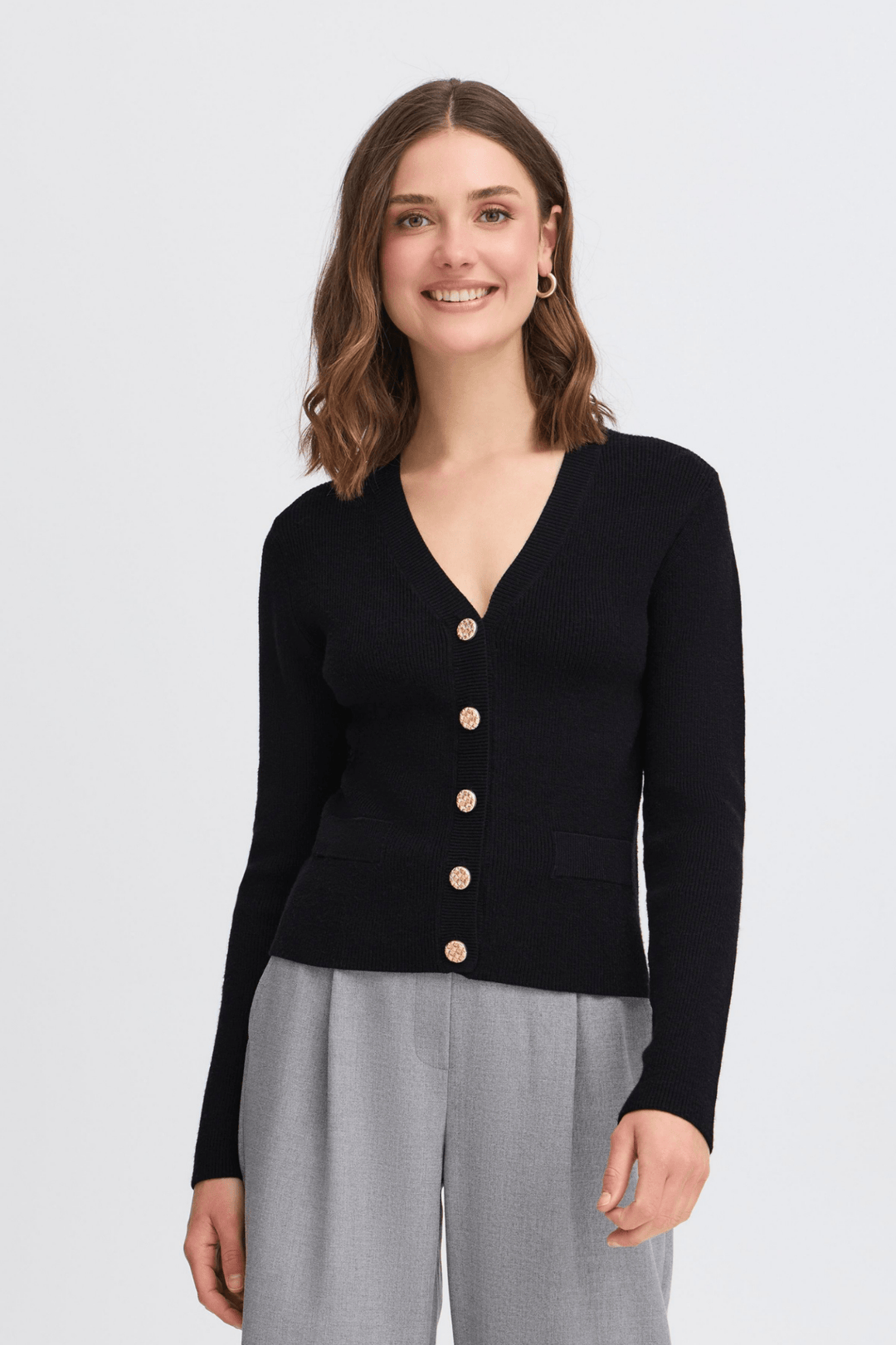 Fransa 20616190 FRNOVELLA Black Cardigan - Dotique - Fransa
