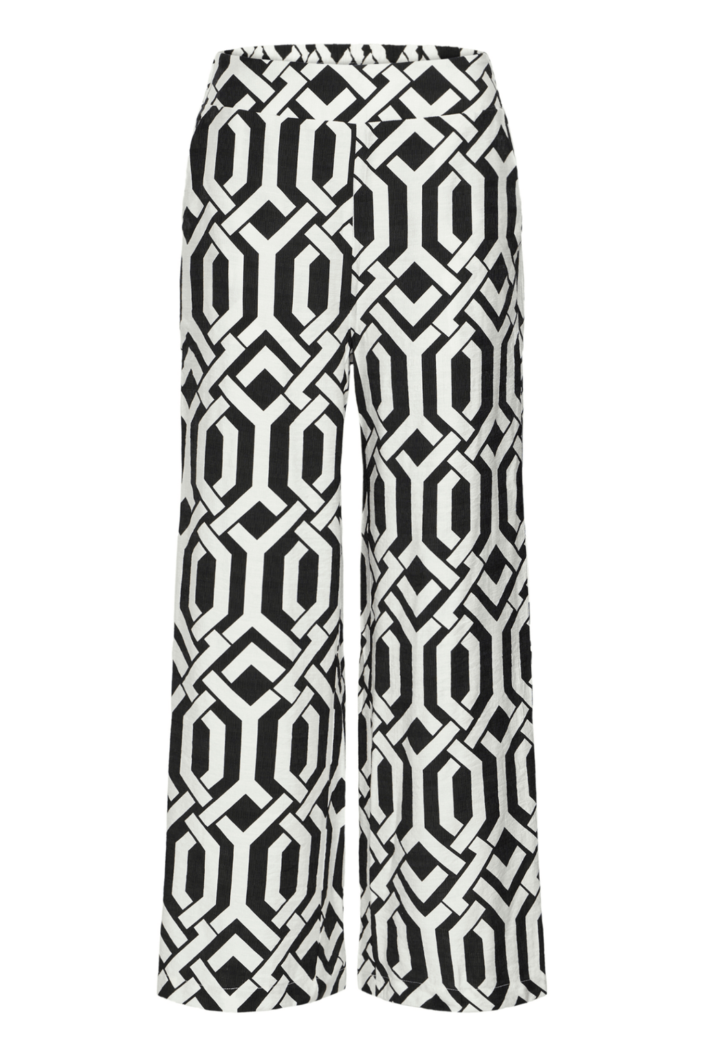 Fransa 20616207 FRARIANA PA 4 Wide Leg Trouser Whisper White Black - Dotique