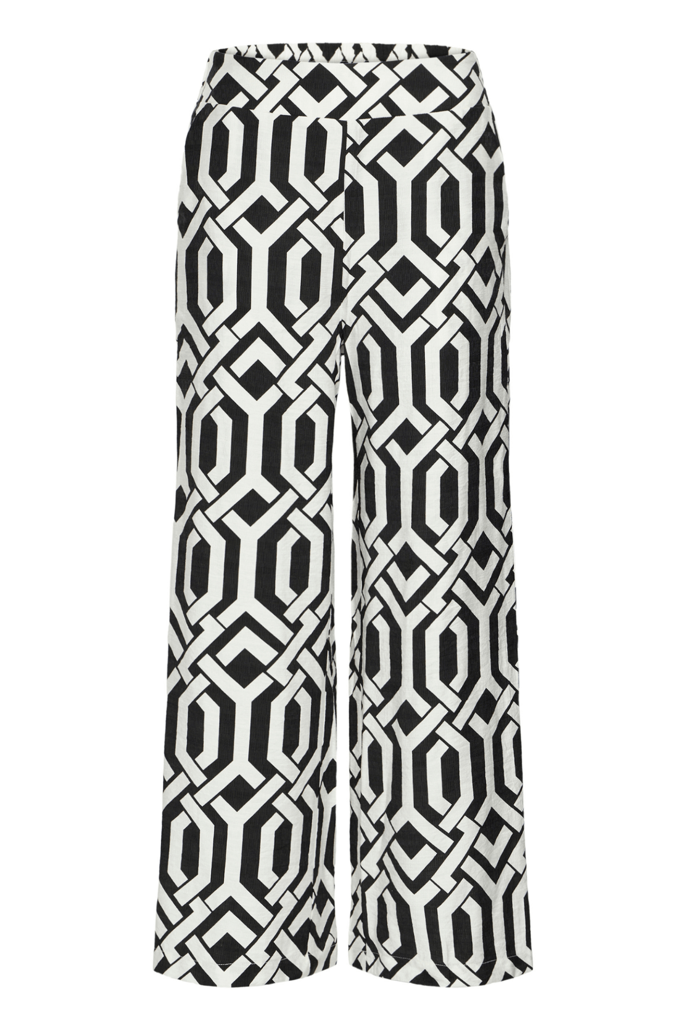Fransa 20616207 FRARIANA PA 4 Wide Leg Trouser Whisper White Black - Dotique