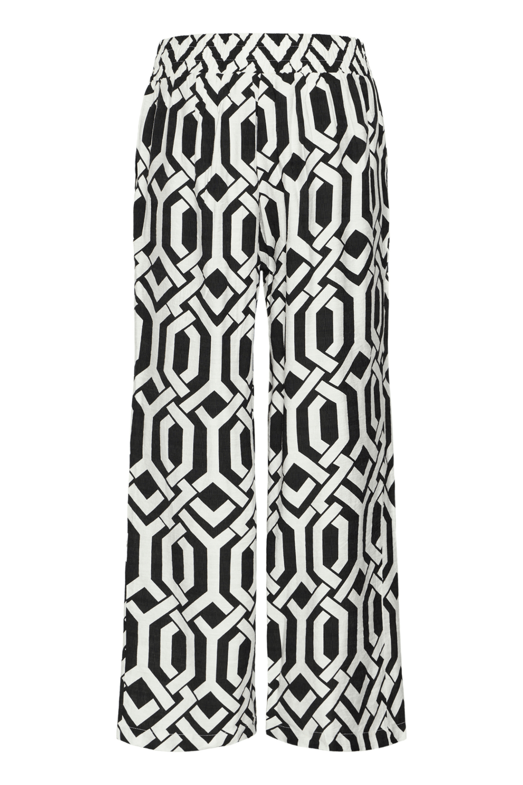 Fransa 20616207 FRARIANA PA 4 Wide Leg Trouser Whisper White Black - Dotique