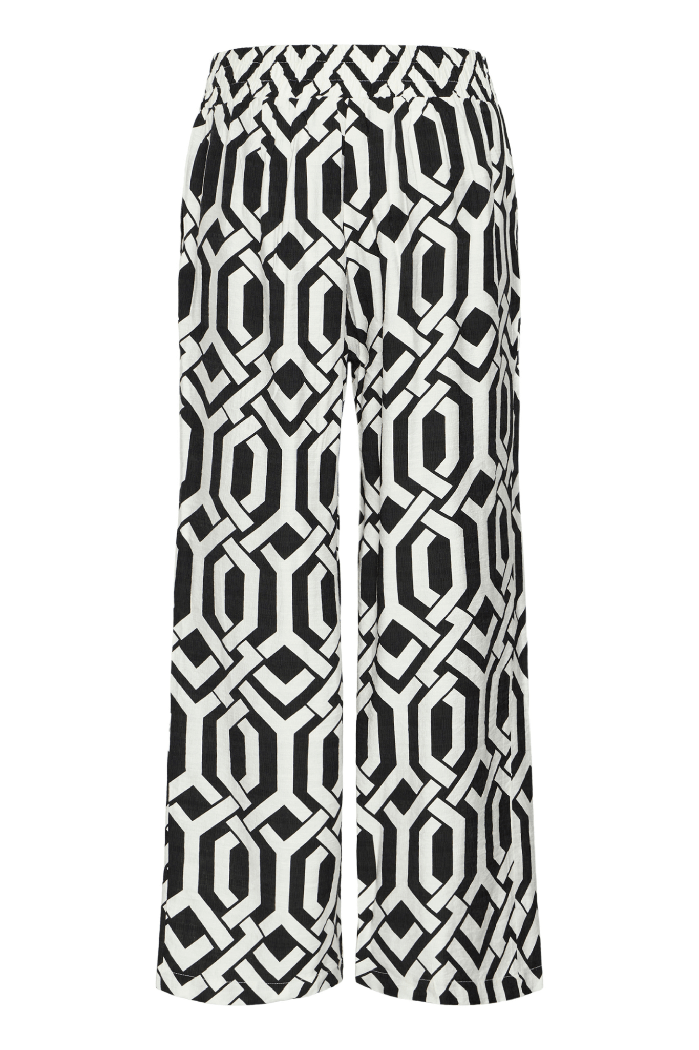 Fransa 20616207 FRARIANA PA 4 Wide Leg Trouser Whisper White Black - Dotique