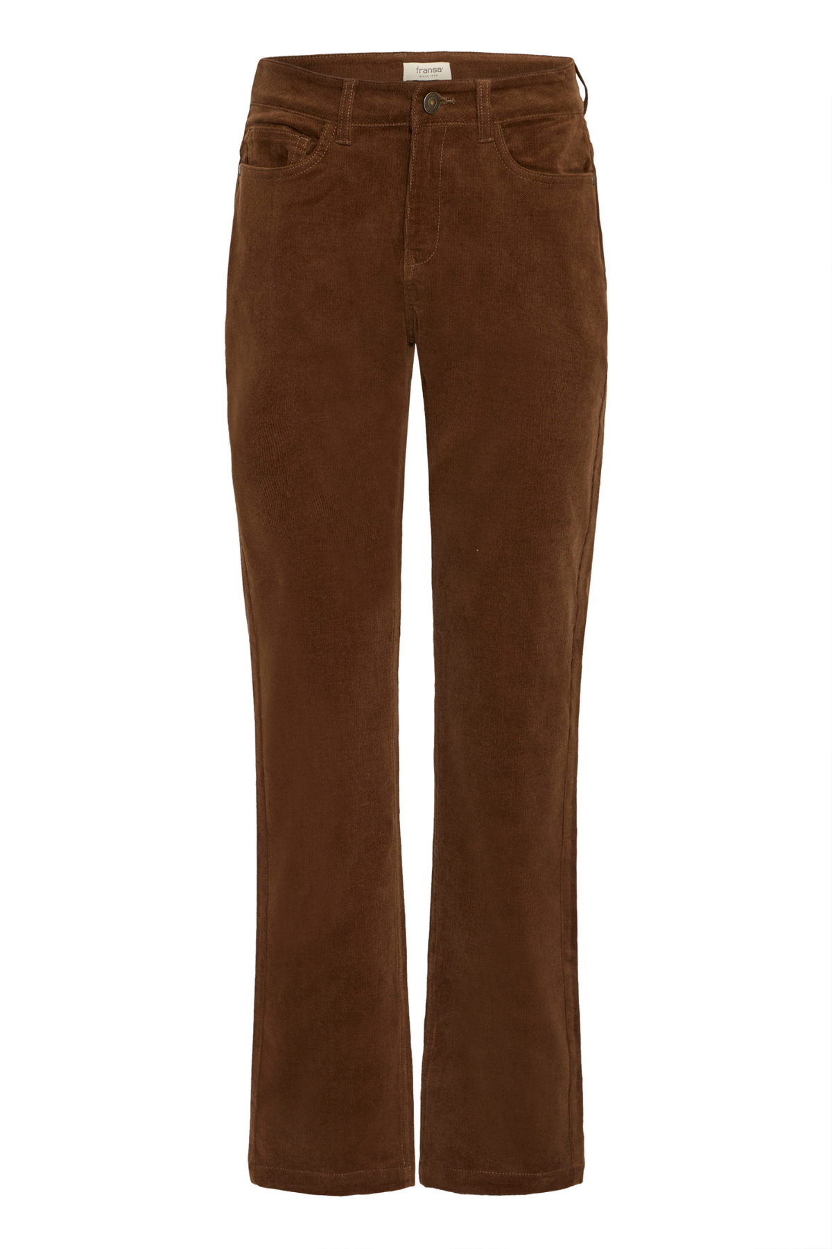 Fransa 20617001 FRtean Tessa Needle Cord Straight Leg Brown Trousers Coco