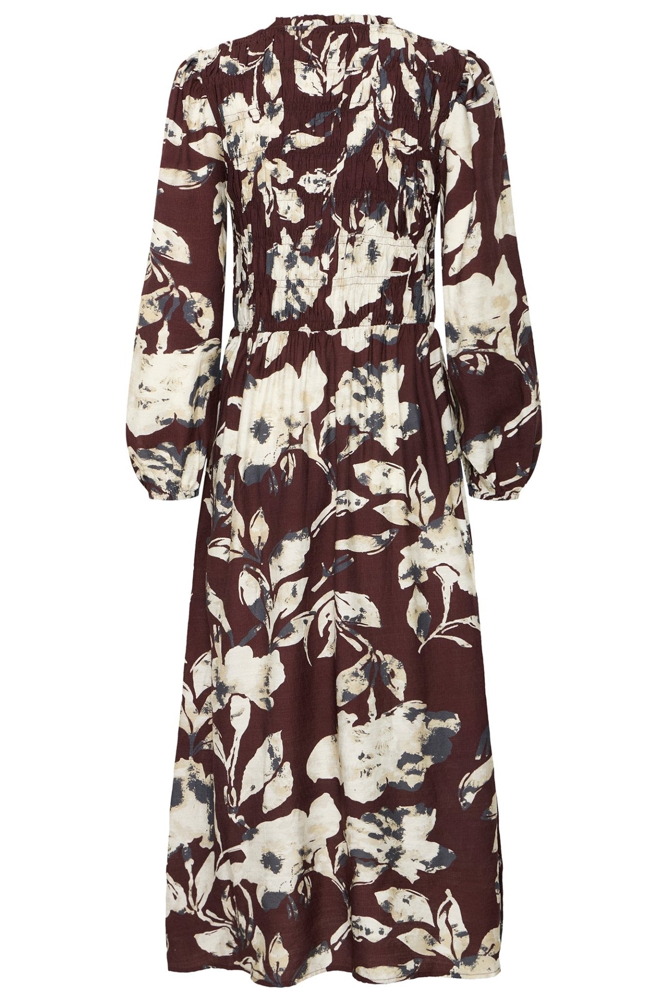 Fransa 20617074 Frariana Floral Fudge Brown Print Dress - Dotique - Fransa