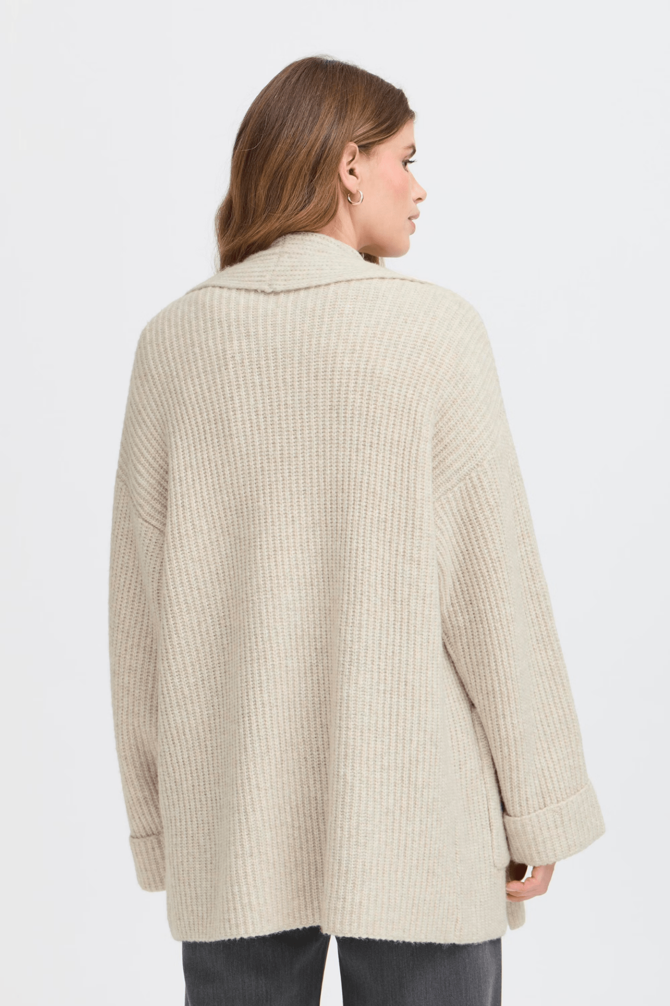 Fransa 20617149 FRbeverly Edge to Edge Cardigan Oatmeal Melange - Dotique - Fransa