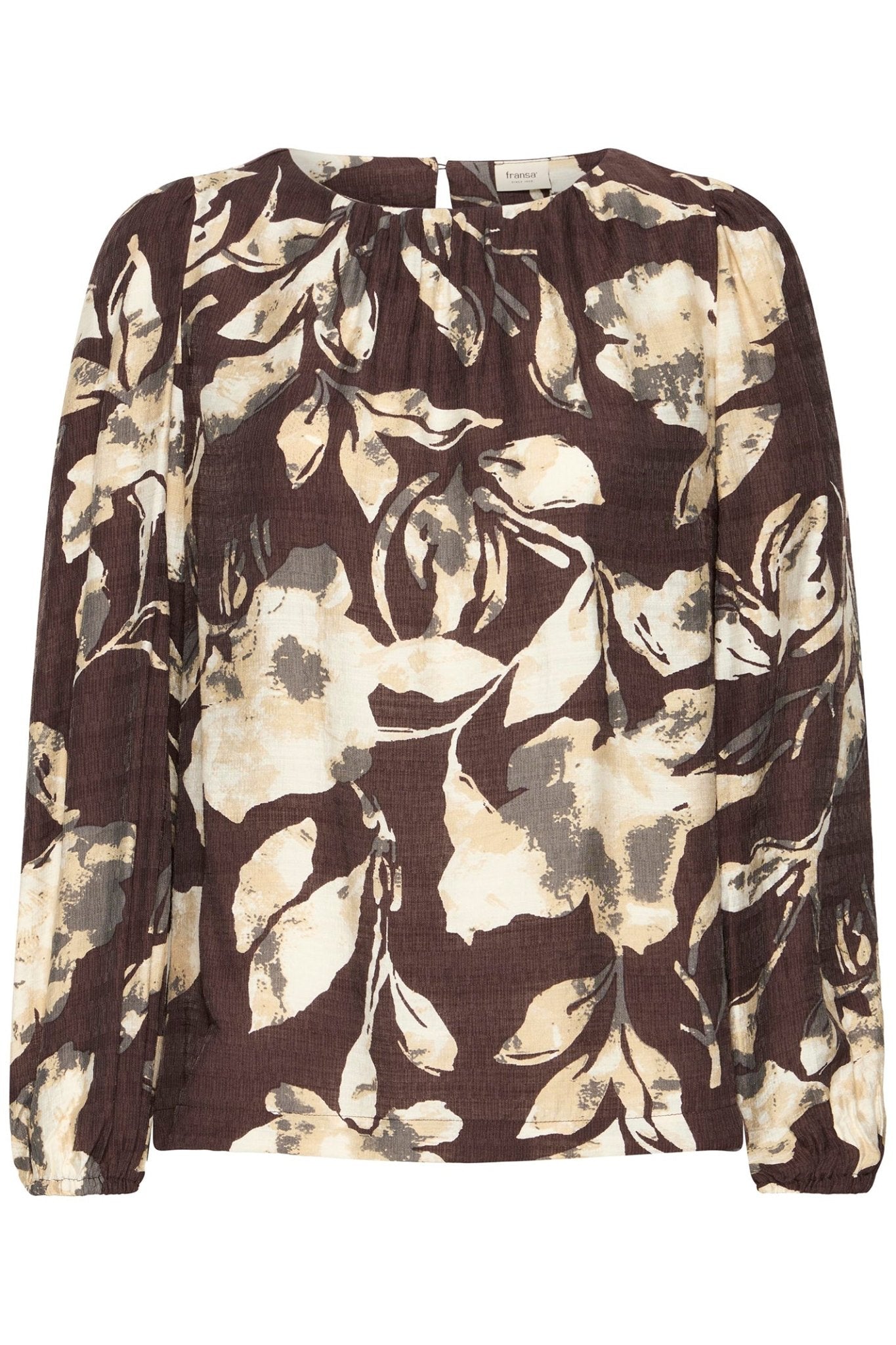 Fransa 20617195 FrAriana Floral Fudge Brown Print Blouse - Dotique - Fransa