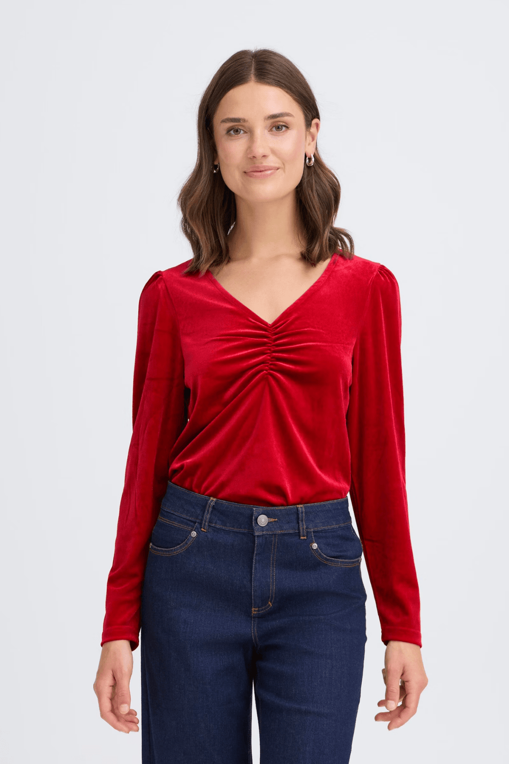 Fransa 20617222 FRCASSANDRA BL 2 Velvet Top Chili Pepper - Dotique - Fransa