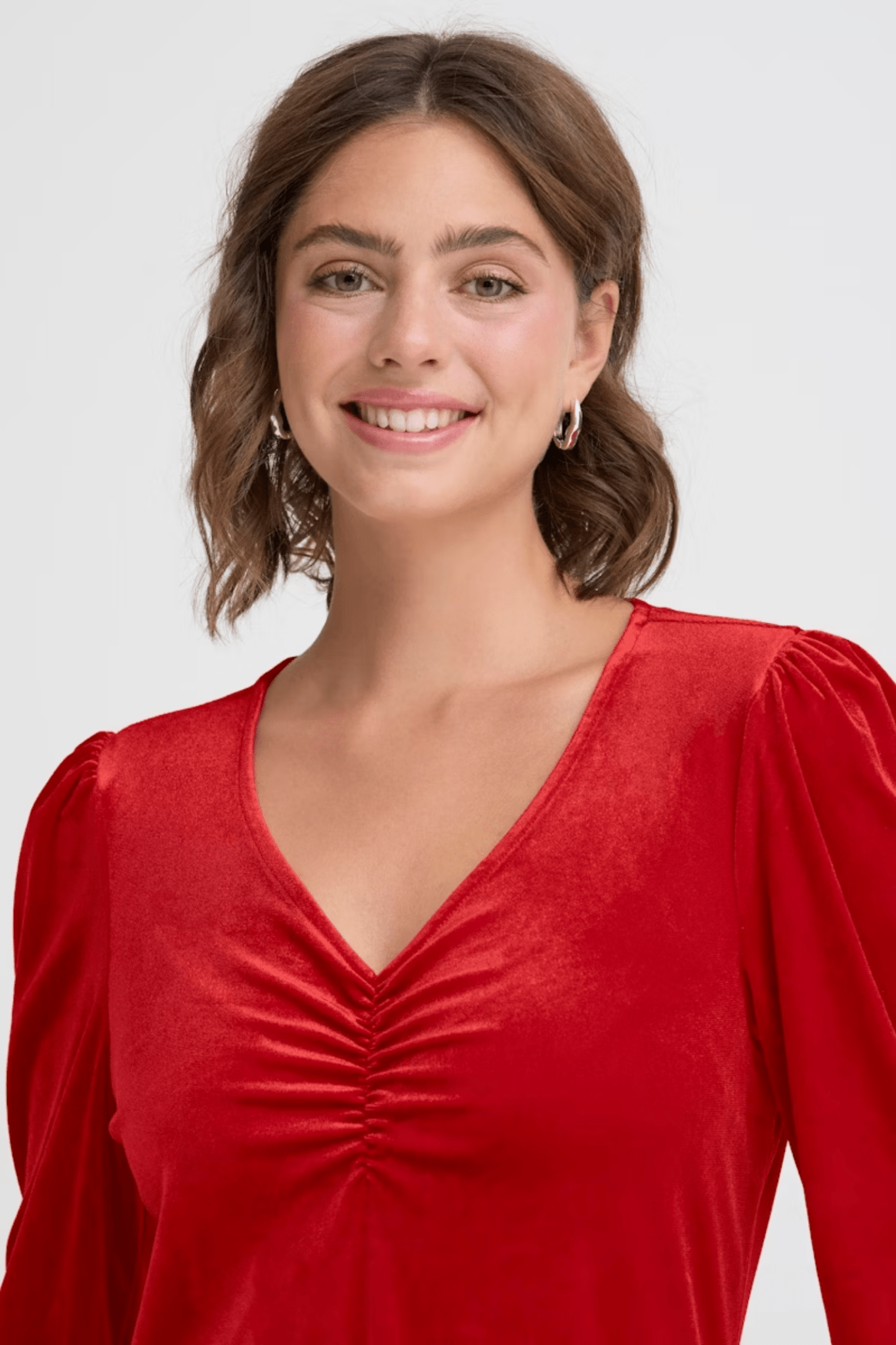 Fransa 20617223 FRCASSANDRA DR 5 Velvet V - Neck Fit and Flare Dress Chili Pepper - Dotique - Fransa