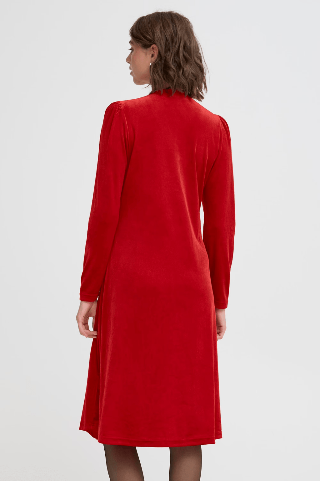 Fransa 20617223 FRCASSANDRA DR 5 Velvet V - Neck Fit and Flare Dress Chili Pepper - Dotique - Fransa