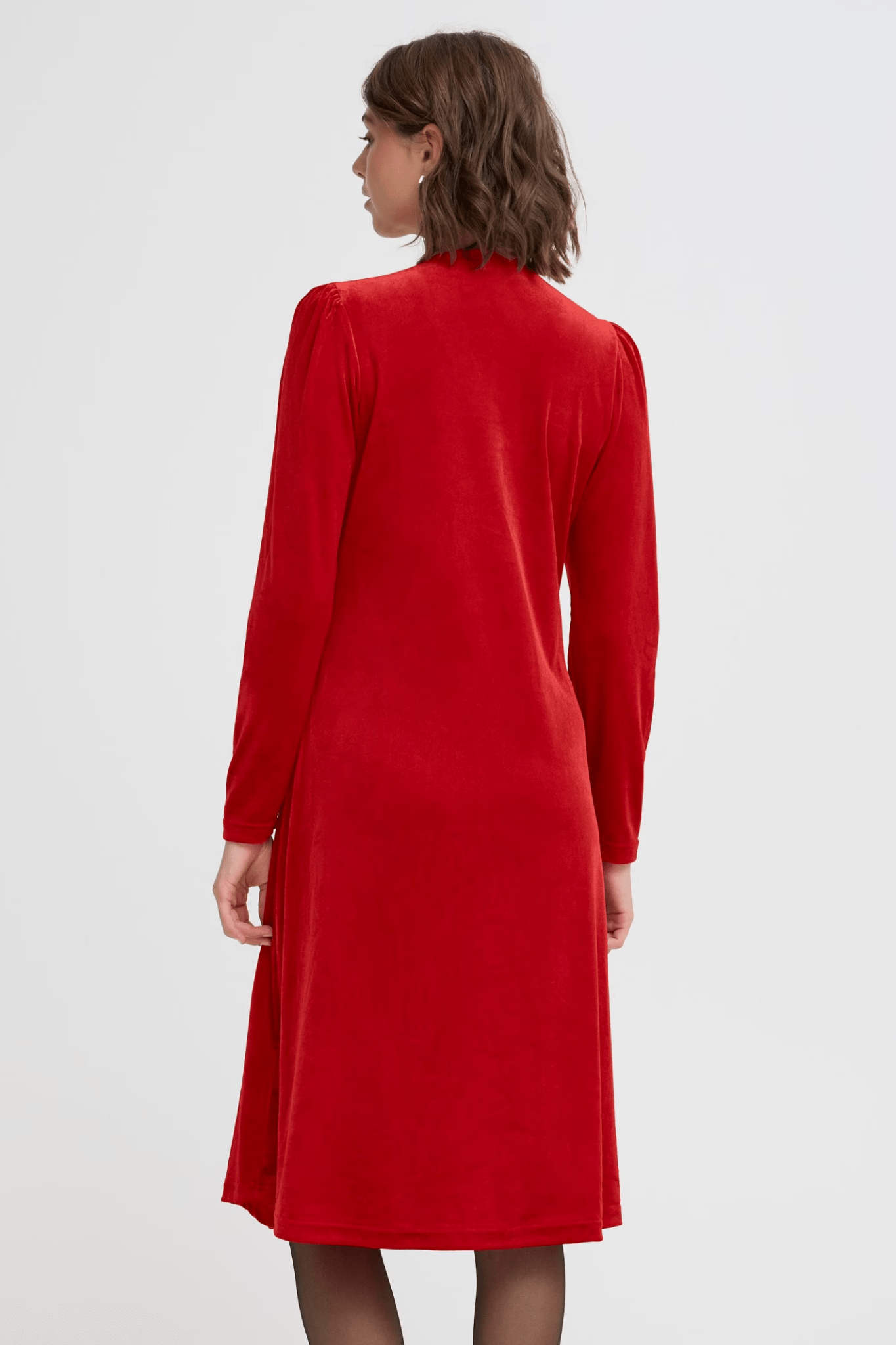 Fransa 20617223 FRCASSANDRA DR 5 Velvet V - Neck Fit and Flare Dress Chili Pepper - Dotique - Fransa