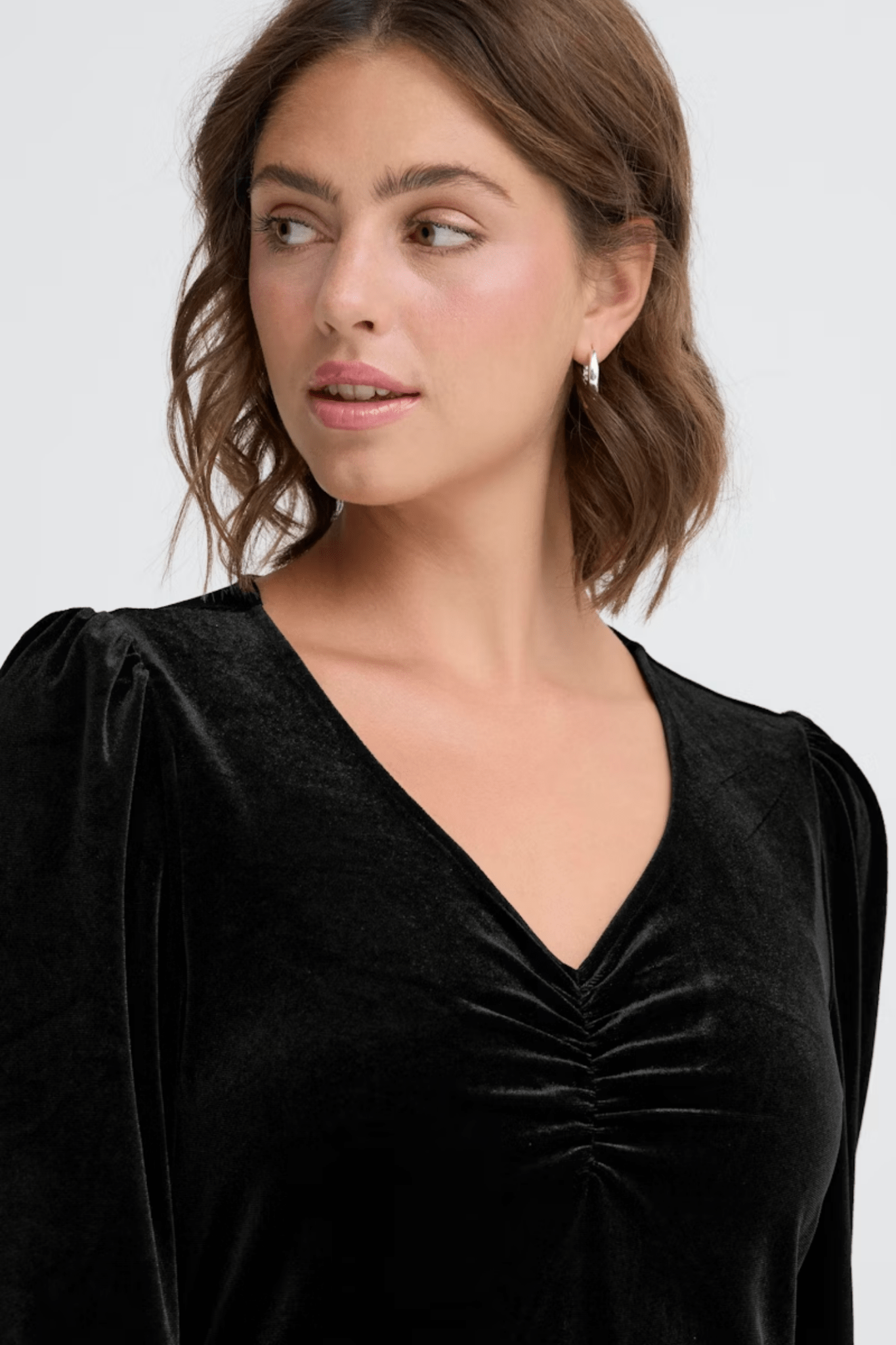 Fransa 20617223 FRCASSANDRA DR 5 Velvet V - Neck Fit and Flare Dress Meteorite - Dotique - Fransa