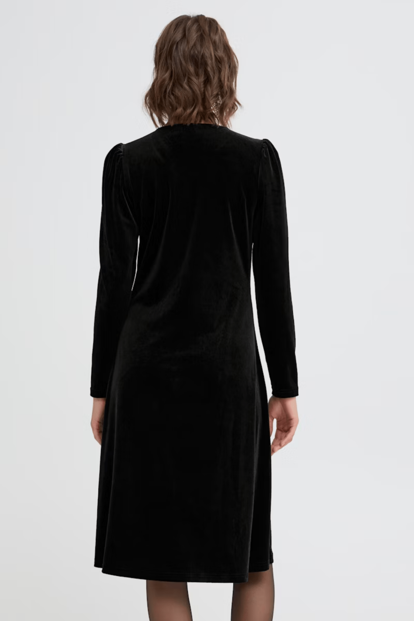 Fransa 20617223 FRCASSANDRA DR 5 Velvet V - Neck Fit and Flare Dress Meteorite - Dotique - Fransa