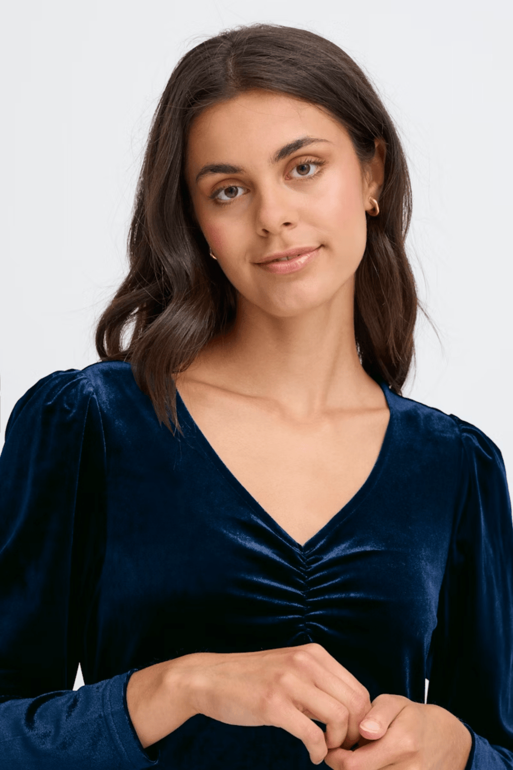 Fransa 20617223 FRCASSANDRA DR 5 Velvet V - Neck Fit and Flare Dress Nightsky - Dotique - Fransa