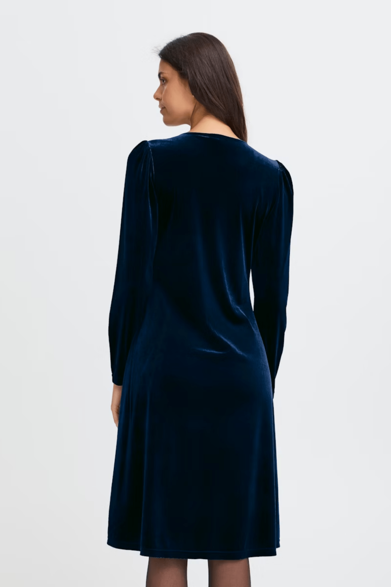 Fransa 20617223 FRCASSANDRA DR 5 Velvet V - Neck Fit and Flare Dress Nightsky - Dotique - Fransa