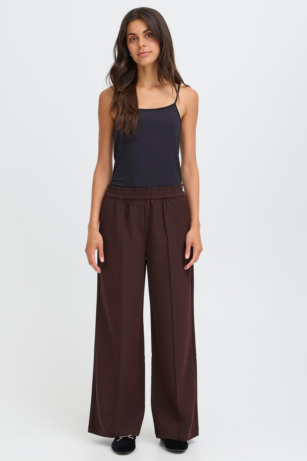Fransa 20617264 FRABIGAIL Fudge Brown Melange Pull - On wide Leg Trousers - Dotique - Fransa