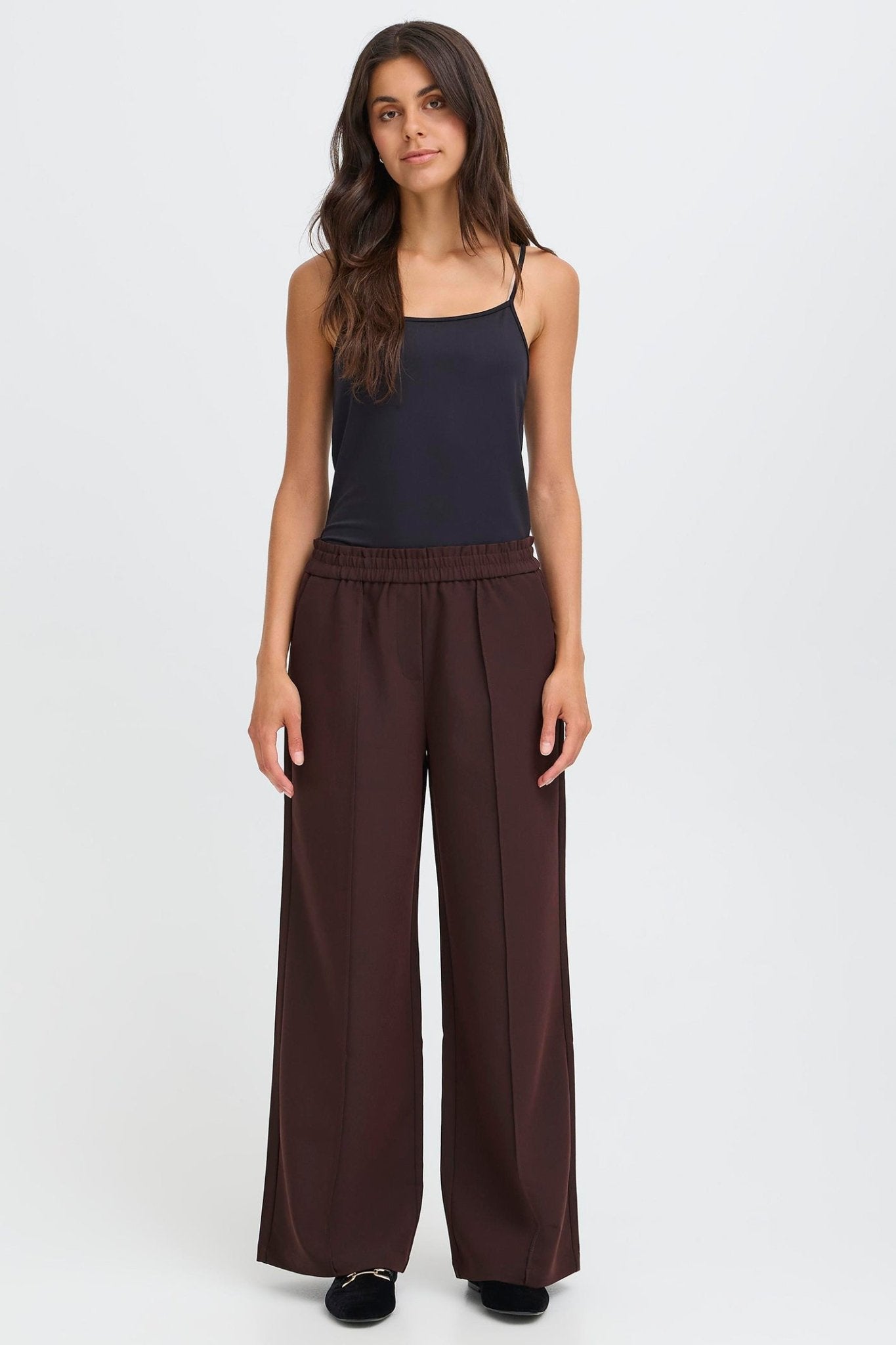 Fransa 20617264 FRABIGAIL Fudge Brown Melange Pull - On wide Leg Trousers - Dotique - Fransa