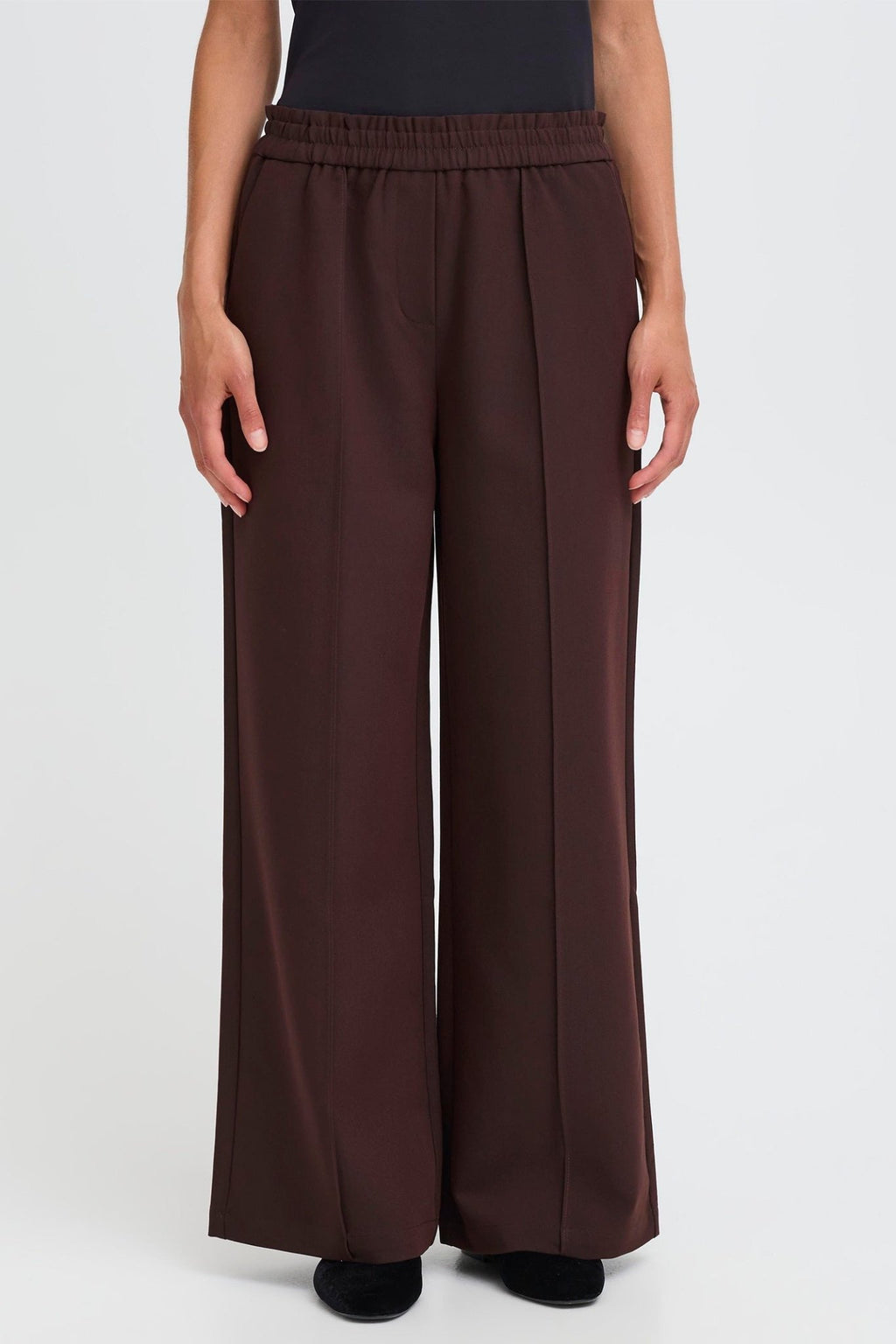 Fransa 20617264 FRABIGAIL Fudge Brown Melange Pull - On wide Leg Trousers - Dotique - Fransa
