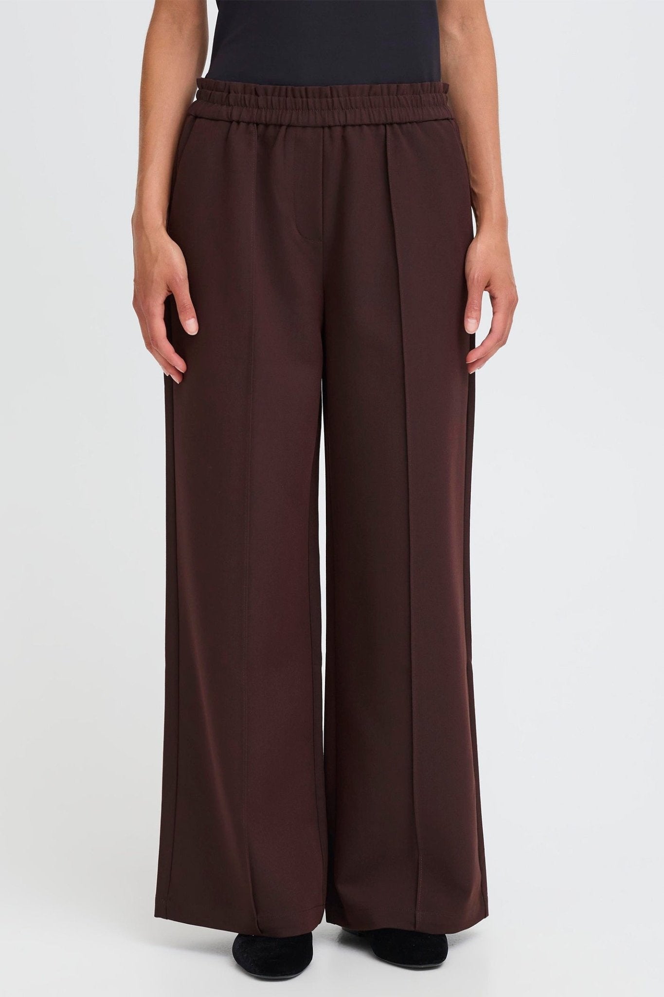 Fransa 20617264 FRABIGAIL Fudge Brown Melange Pull - On wide Leg Trousers - Dotique - Fransa