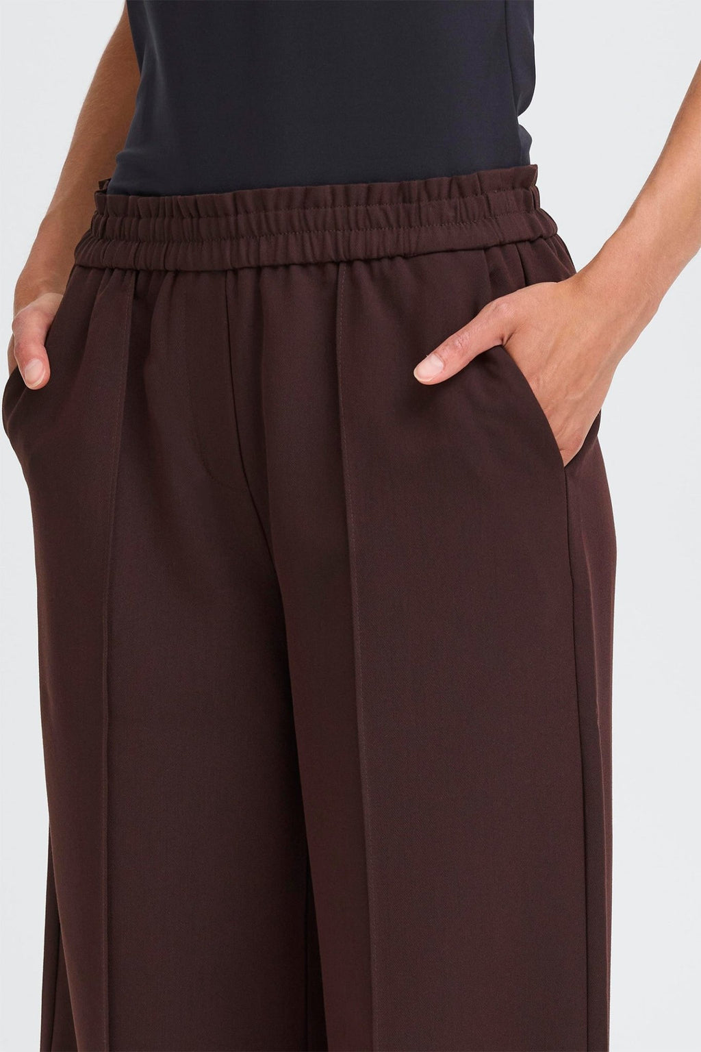 Fransa 20617264 FRABIGAIL Fudge Brown Melange Pull - On wide Leg Trousers - Dotique - Fransa
