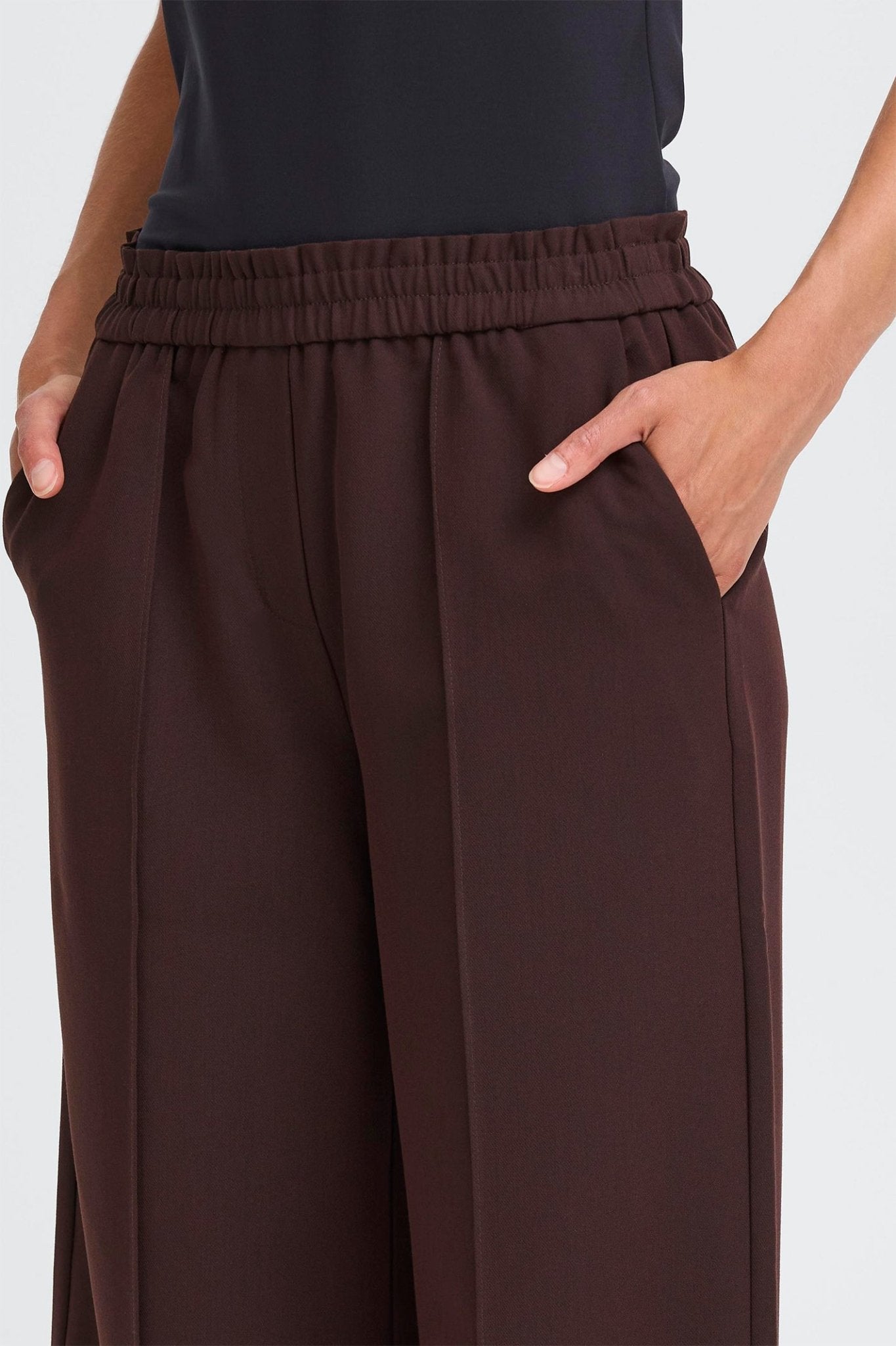 Fransa 20617264 FRABIGAIL Fudge Brown Melange Pull - On wide Leg Trousers - Dotique - Fransa
