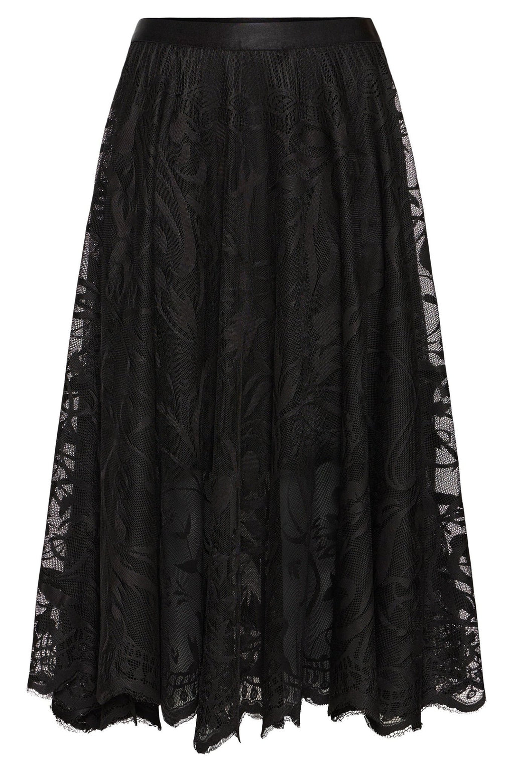 Fransa 20617281 FRLACIA Meteorite Black Lace Midi Skirt - Dotique - Fransa