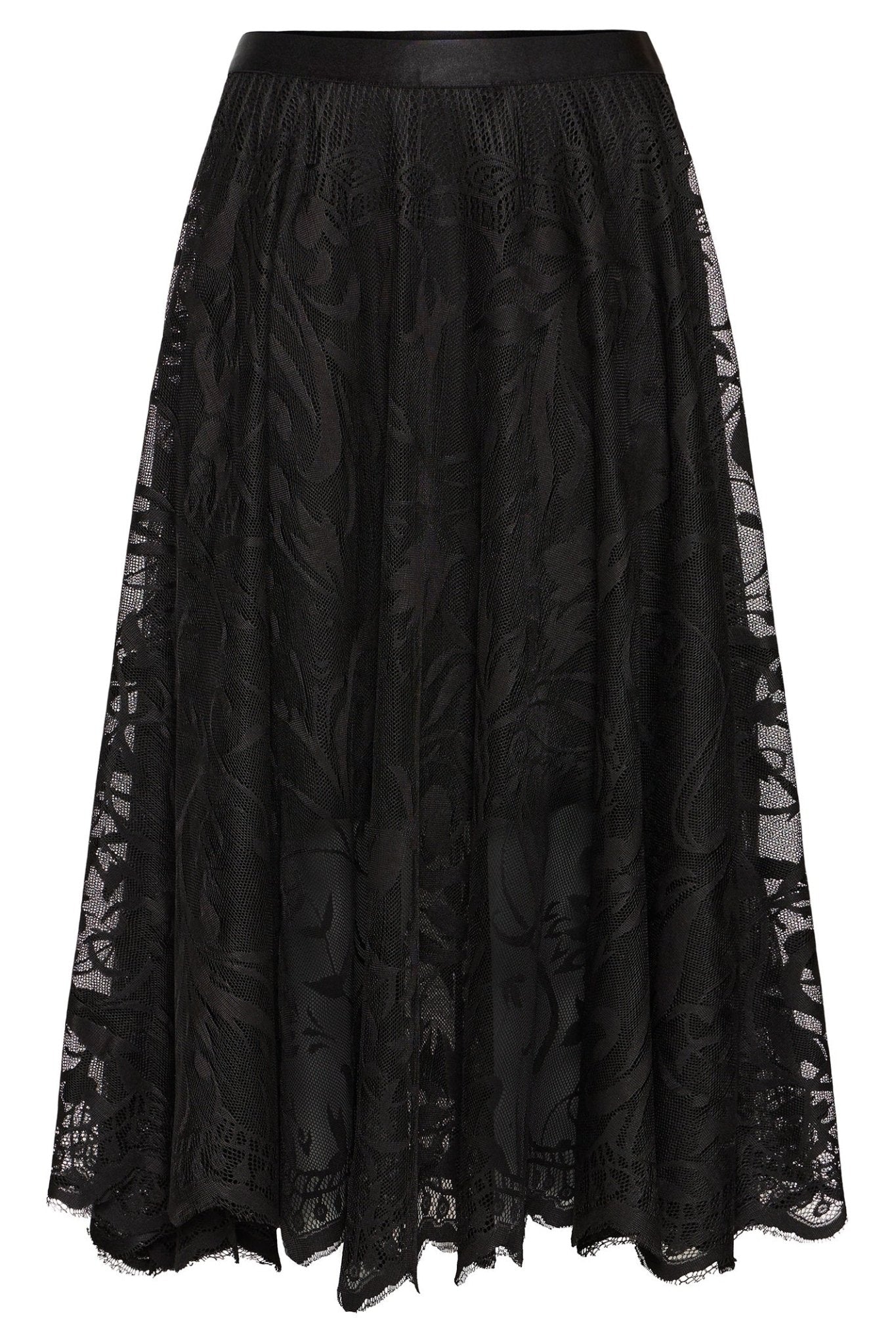 Fransa 20617281 FRLACIA Meteorite Black Lace Midi Skirt - Dotique - Fransa