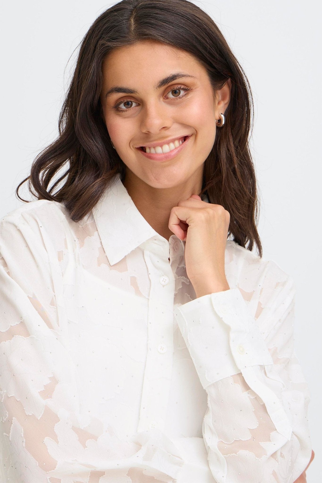 Fransa 20617288 FRRHINESTONE White Embellished Shirt - Dotique - Fransa