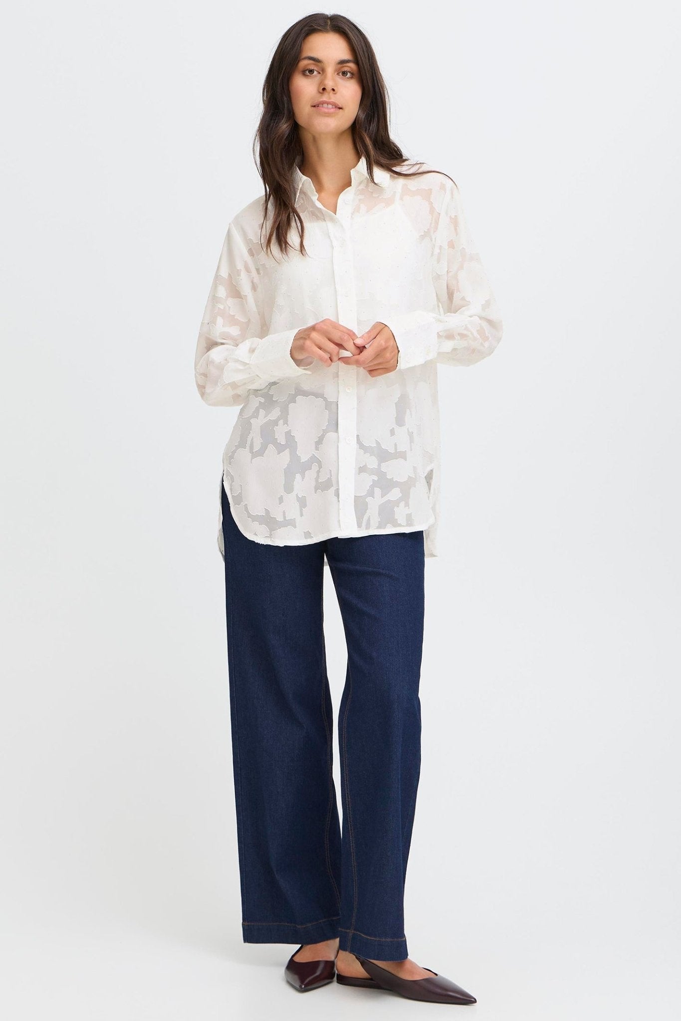 Fransa 20617288 FRRHINESTONE White Embellished Shirt - Dotique - Fransa