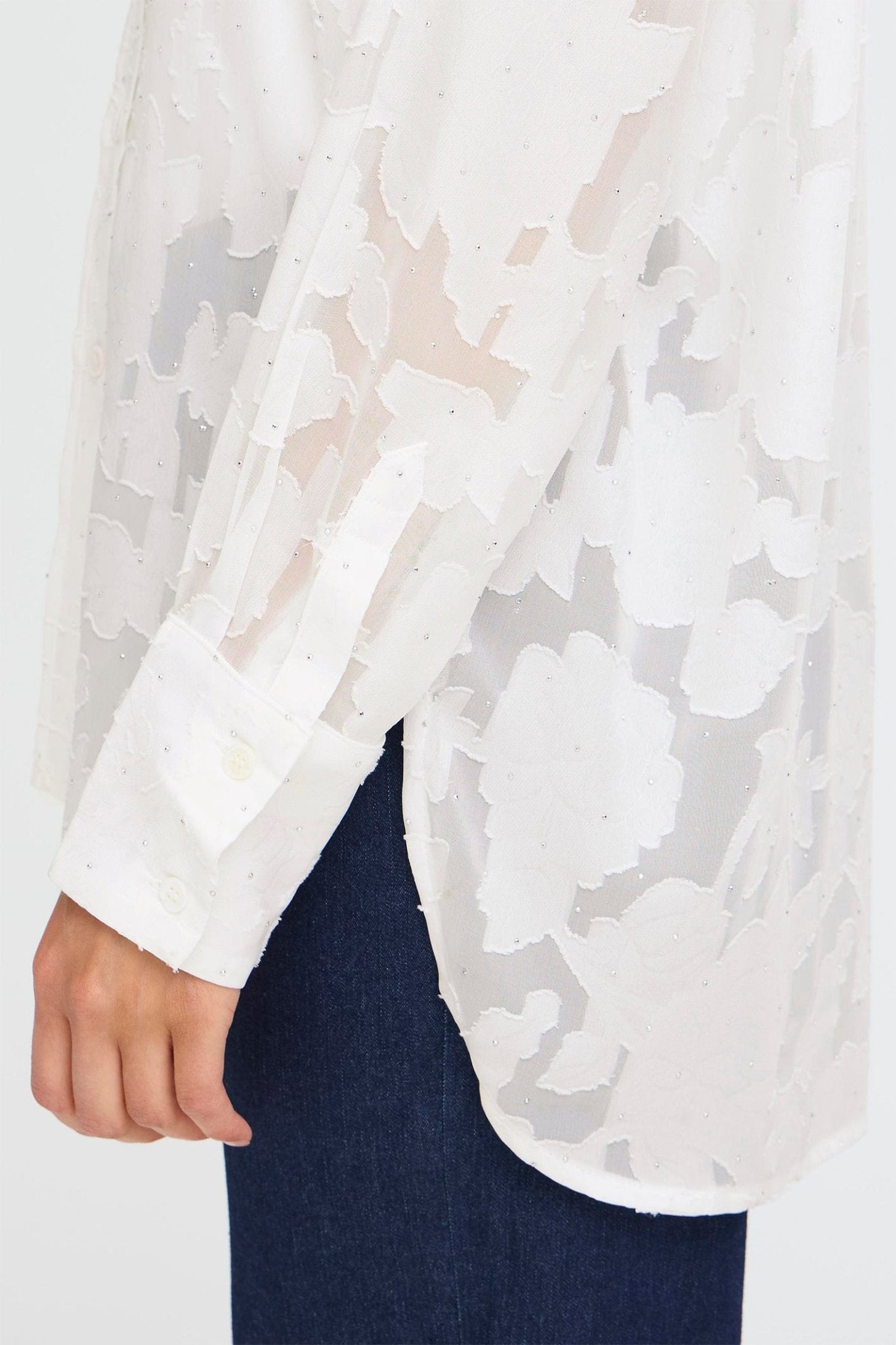 Fransa 20617288 FRRHINESTONE White Embellished Shirt - Dotique - Fransa