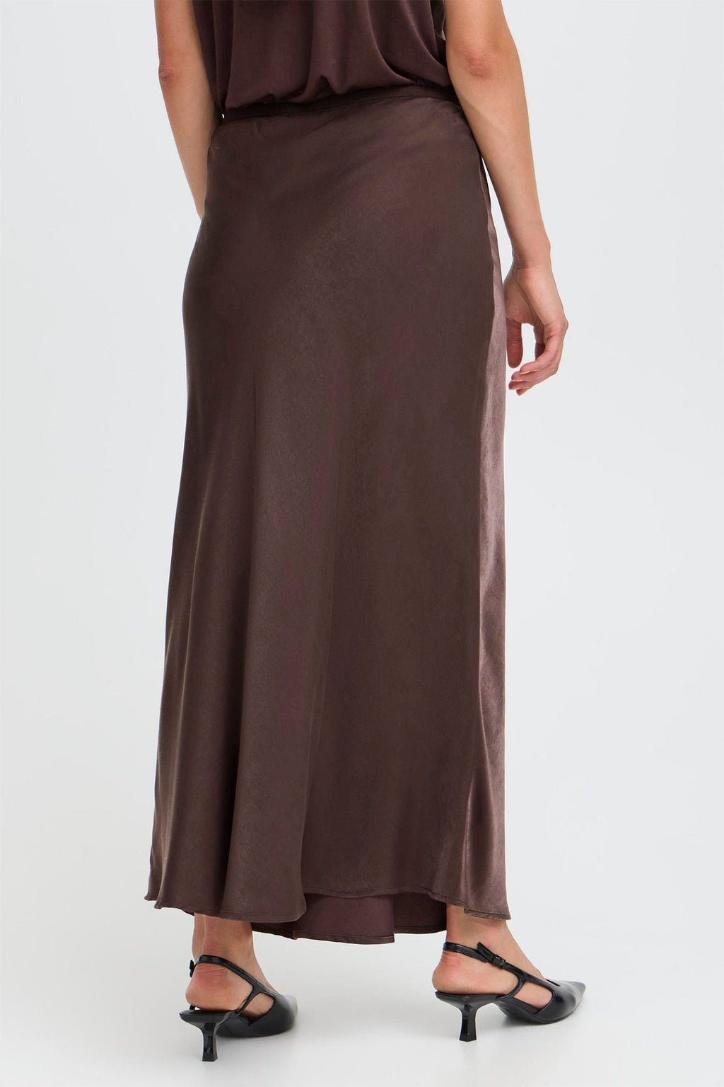 Fransa 20617291 FRSHINA Chocolate Torte Brown Satin Skirt - Dotique - Fransa