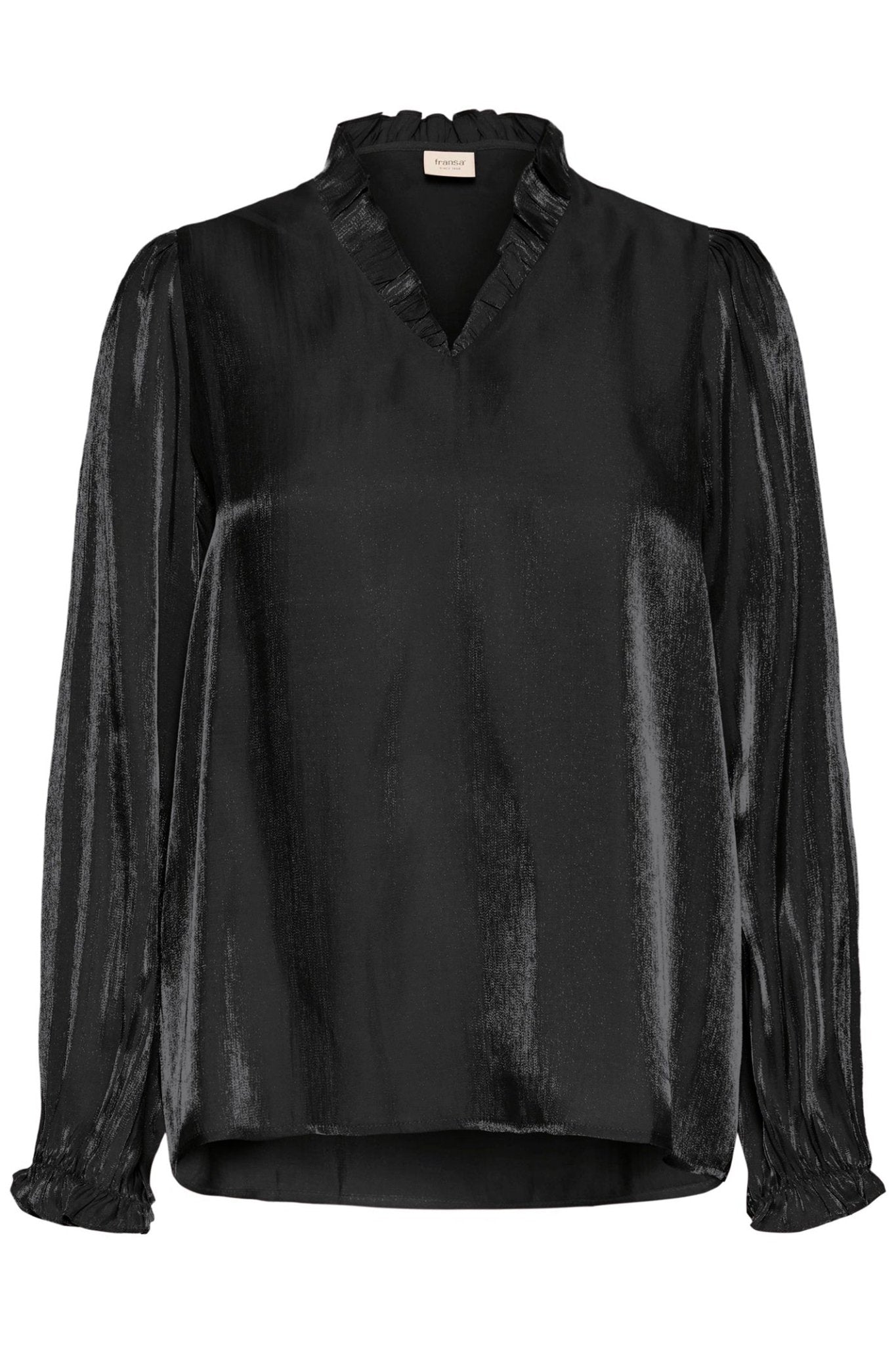 Fransa 20617297 FRYOLANDA Meteorite Black Satin Blouse - Dotique - Fransa