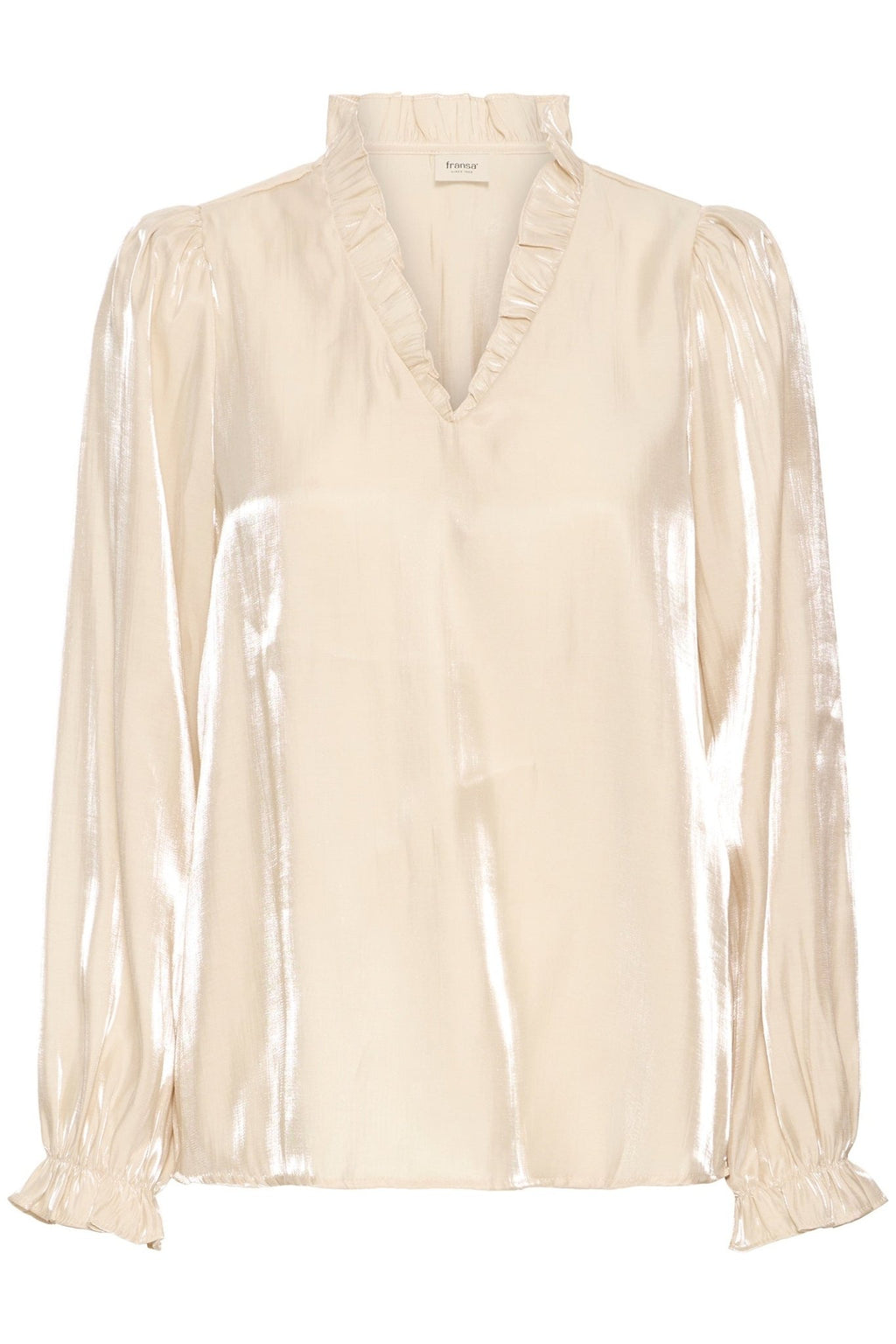 Fransa 20617297 FRYOLANDA Oyster Gray Satin Blouse - Dotique - Fransa