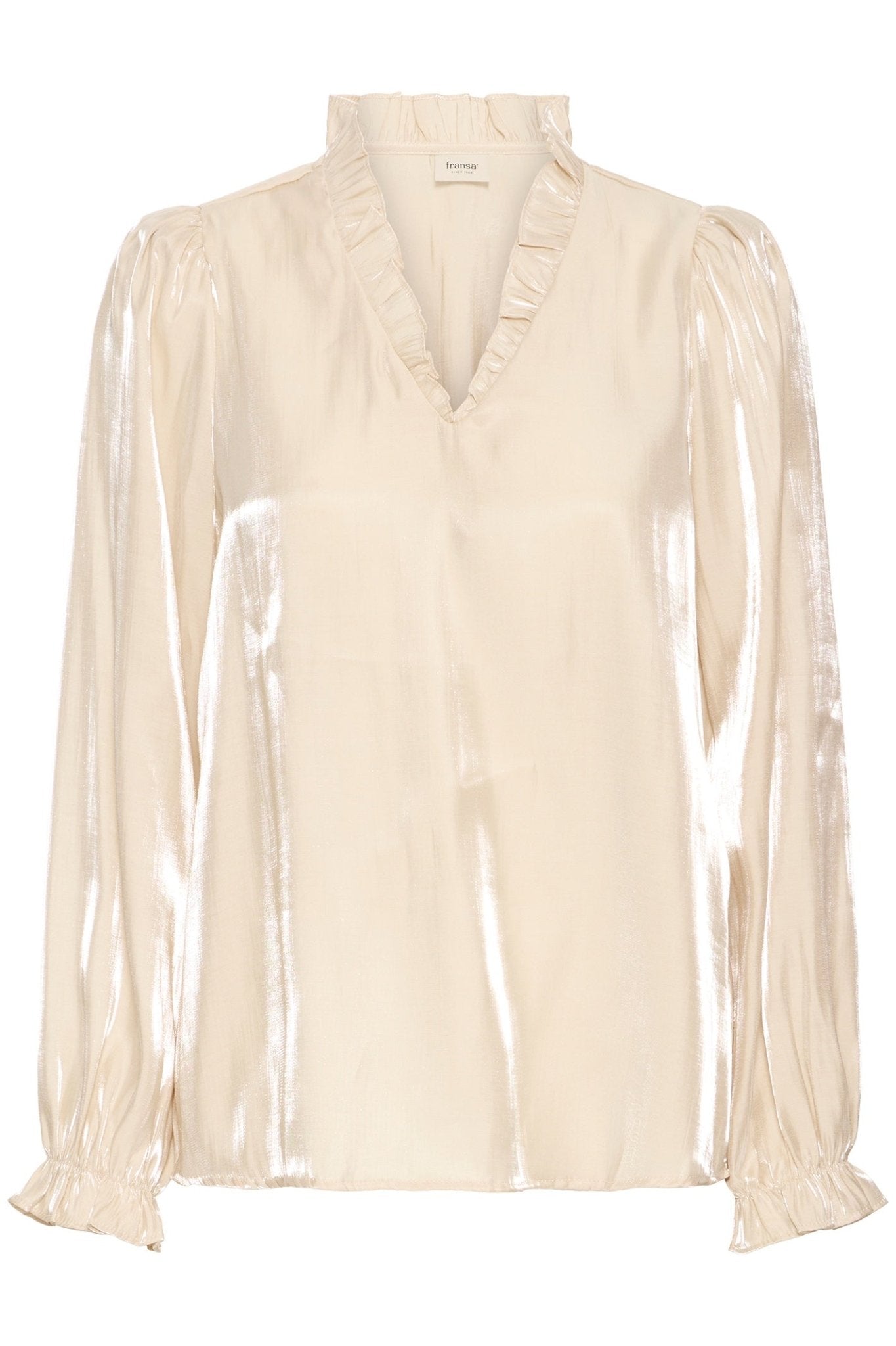 Fransa 20617297 FRYOLANDA Oyster Gray Satin Blouse - Dotique - Fransa