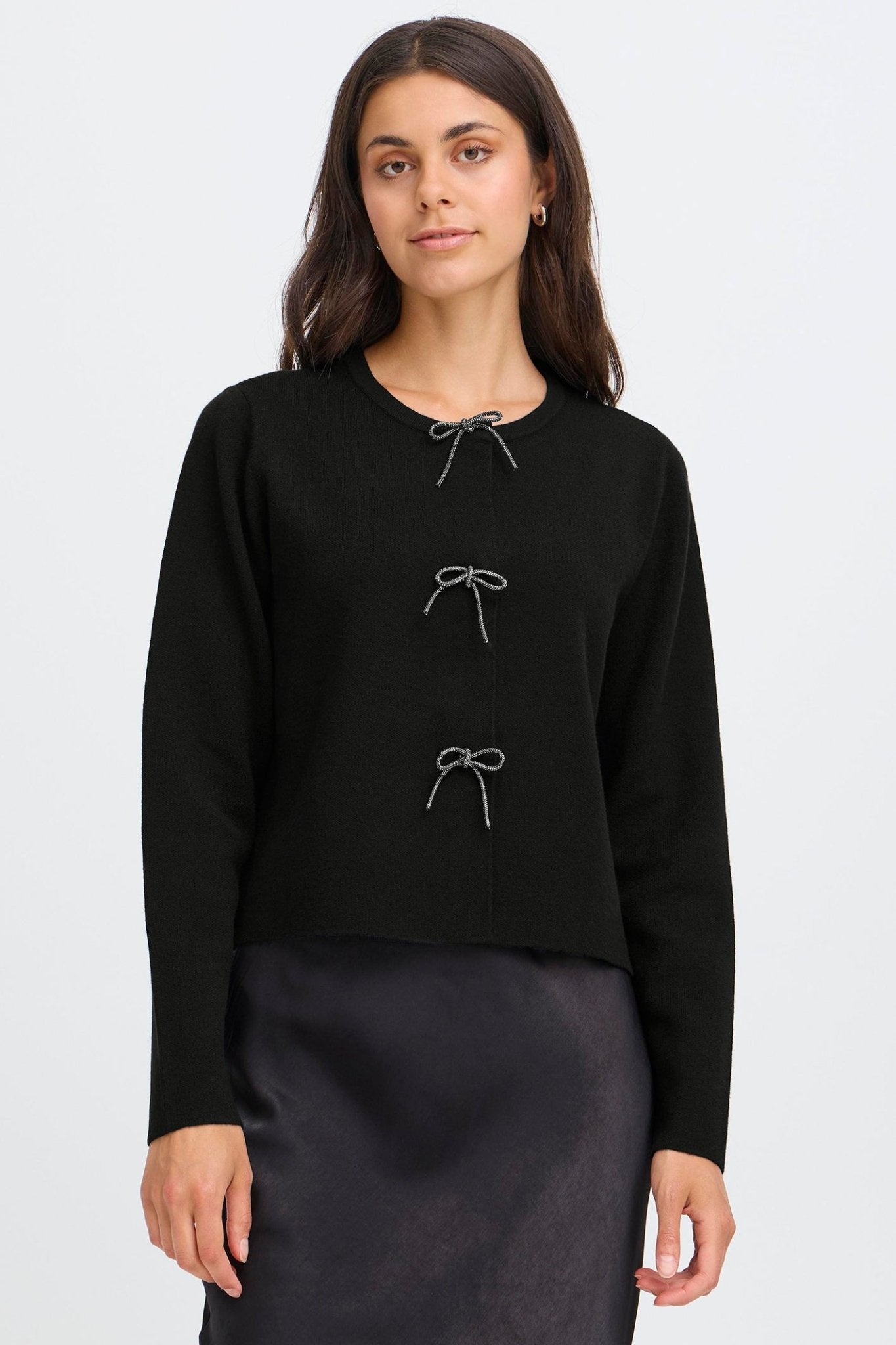 Fransa 20617318 FRSALLY Meteorite Black Cardigan - Dotique - Fransa