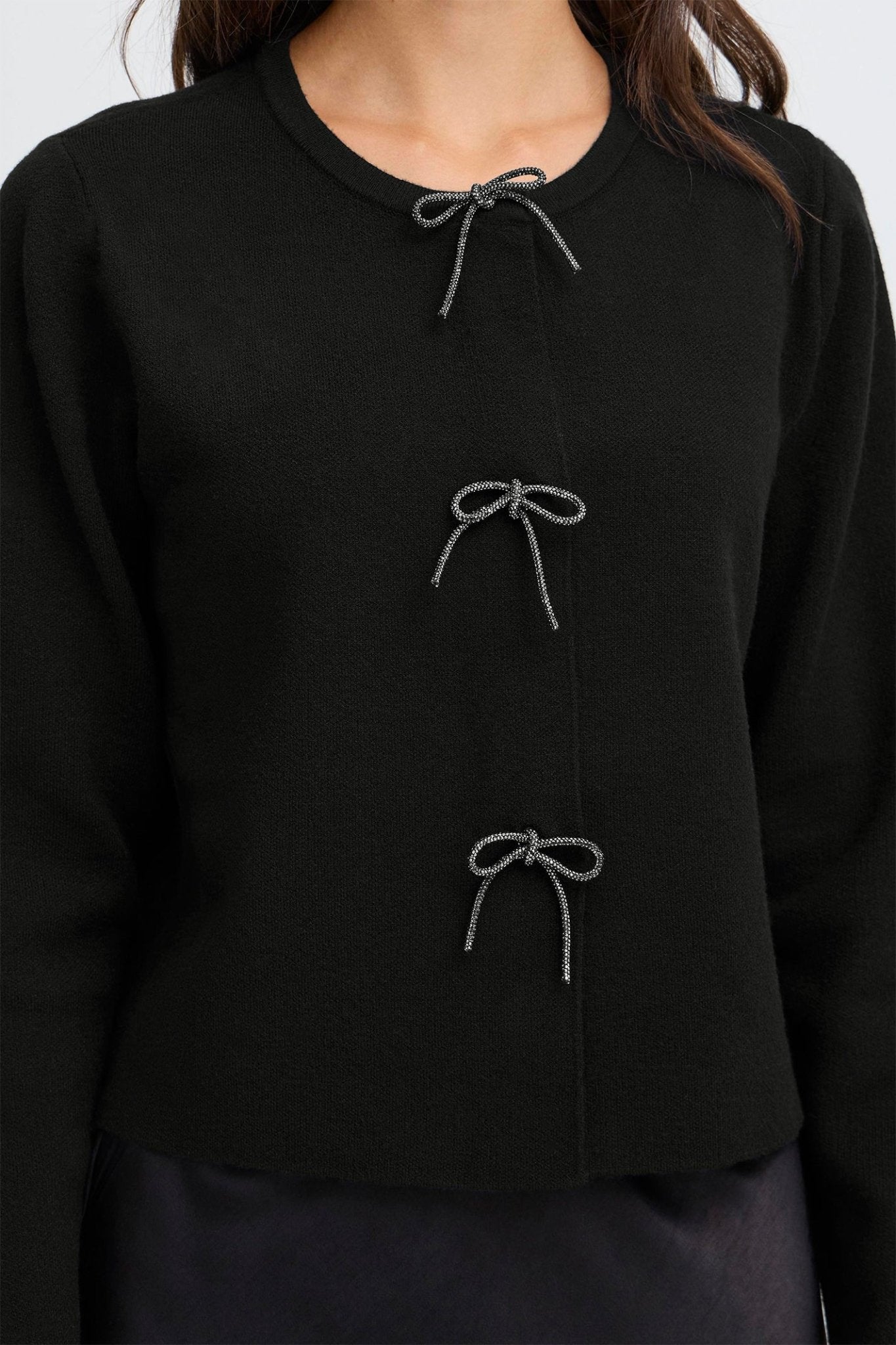 Fransa 20617318 FRSALLY Meteorite Black Cardigan - Dotique - Fransa