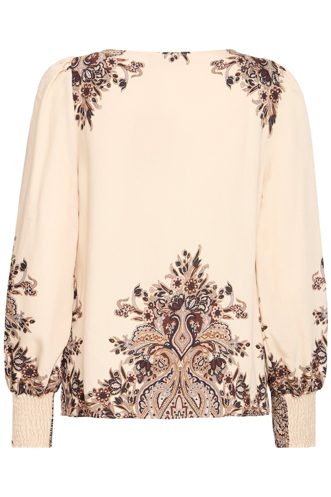 Fransa 20617327 FRAdara Pumicestone Beige Paisley Round Neck Blouse - Dotique - Fransa